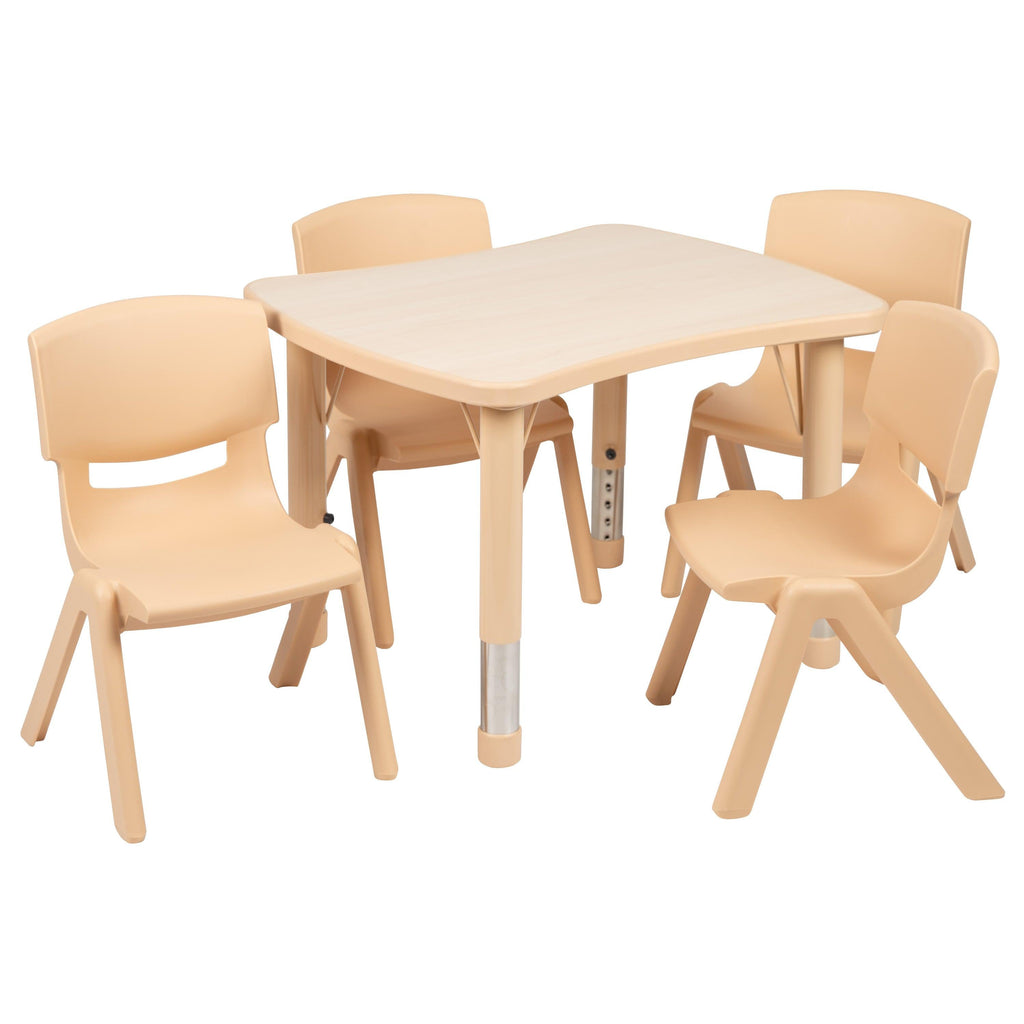 FLASH 22" x 27" Rectangular Adjustable Activity Table Set 5 Piece
