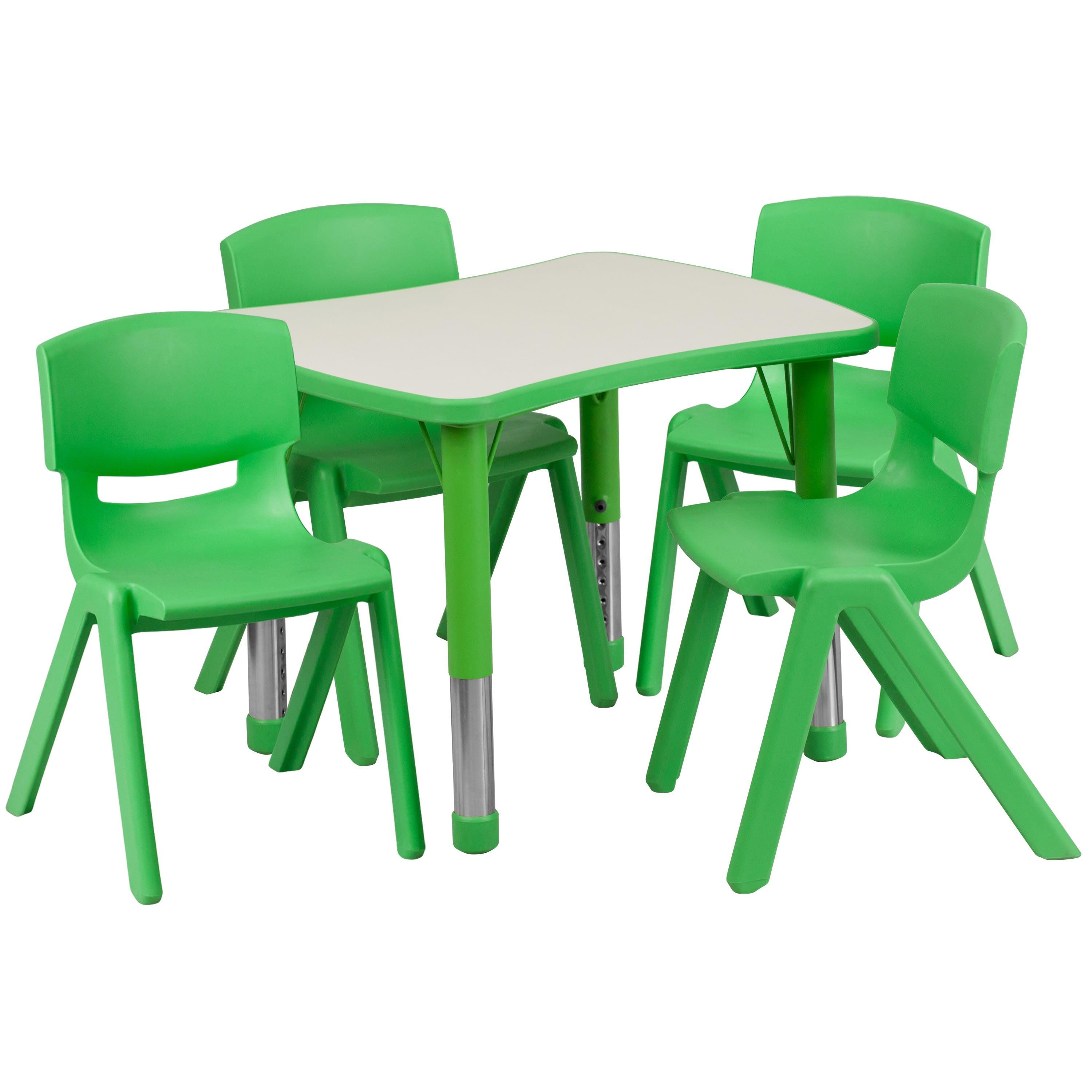 FLASH 22" x 27" Rectangular Adjustable Activity Table Set 5 Piece