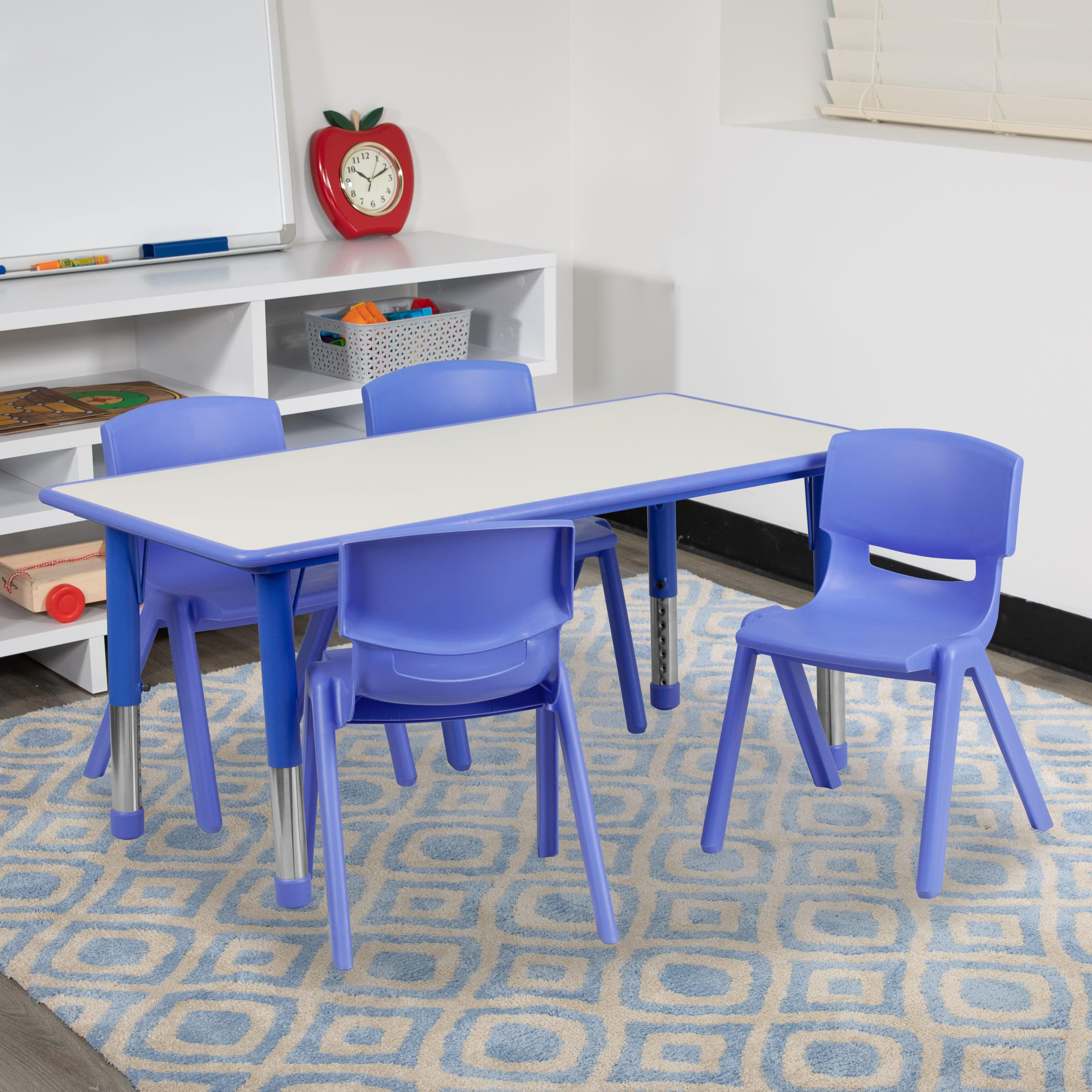 FLASH 24" x 47" Rectangular Adjustable Activity Table Set 5 Piece