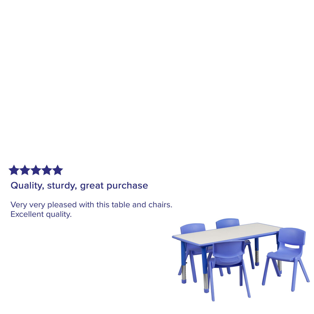 FLASH 24" x 47" Rectangular Adjustable Activity Table Set 5 Piece