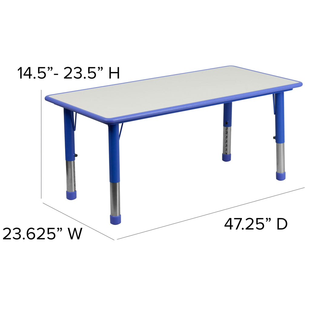 FLASH 24" x 47" Rectangular Adjustable Activity Table Set 5 Piece