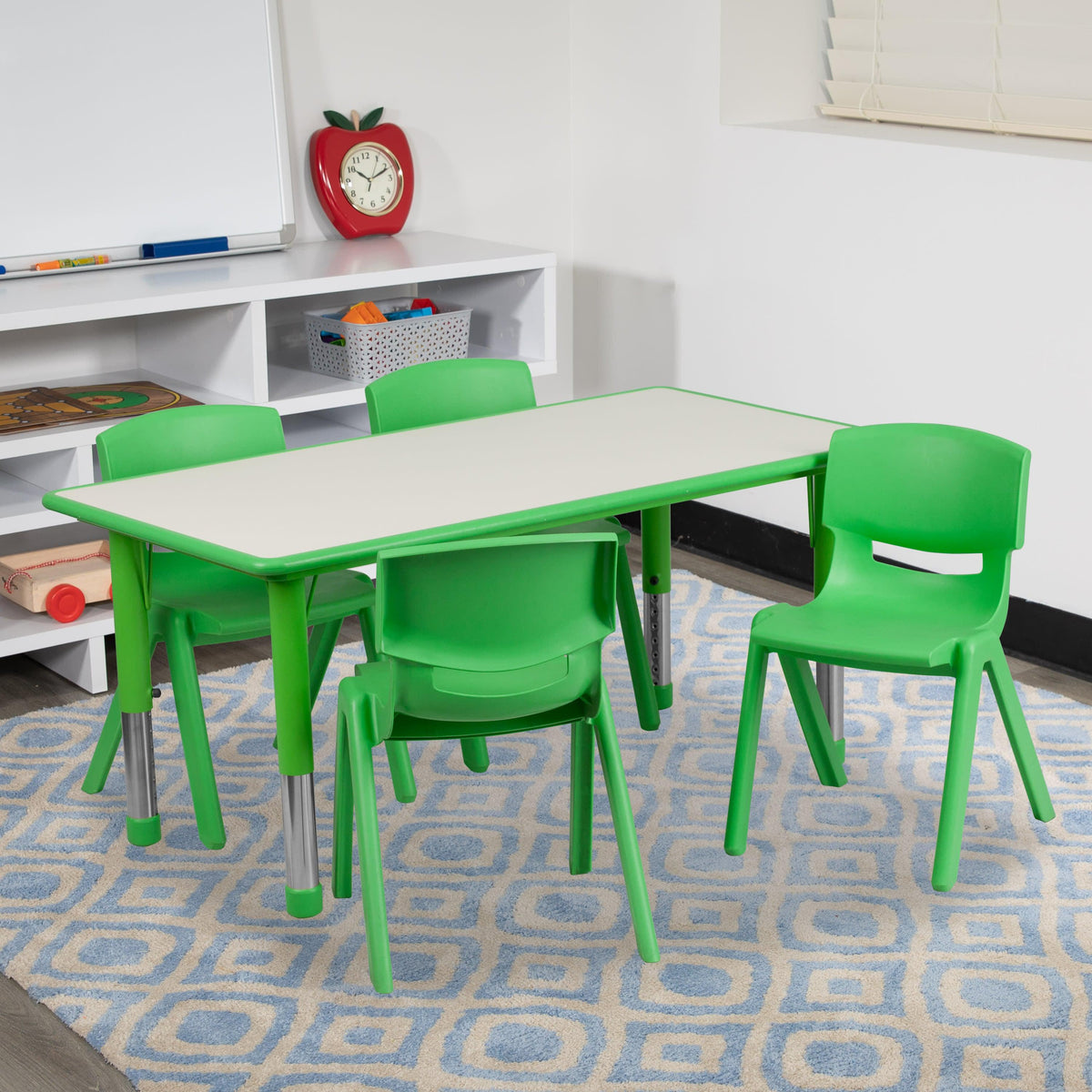 FLASH 24" x 47" Rectangular Adjustable Activity Table Set 5 Piece