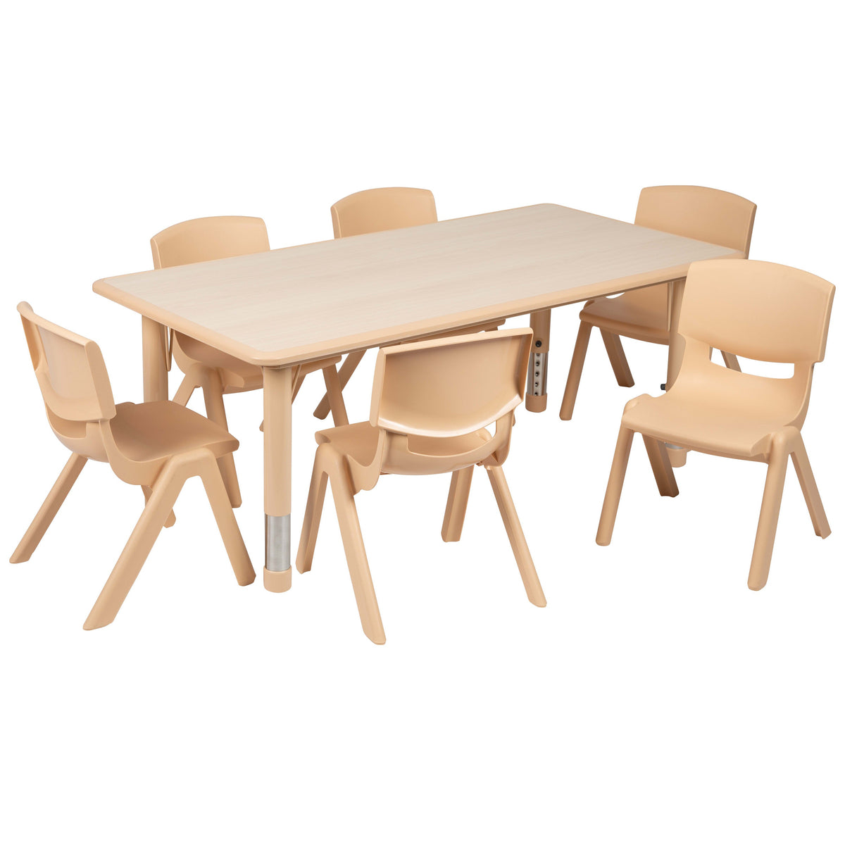 FLASH 47.25" Rectangular Adjustable Activity Table Set 7 Piece