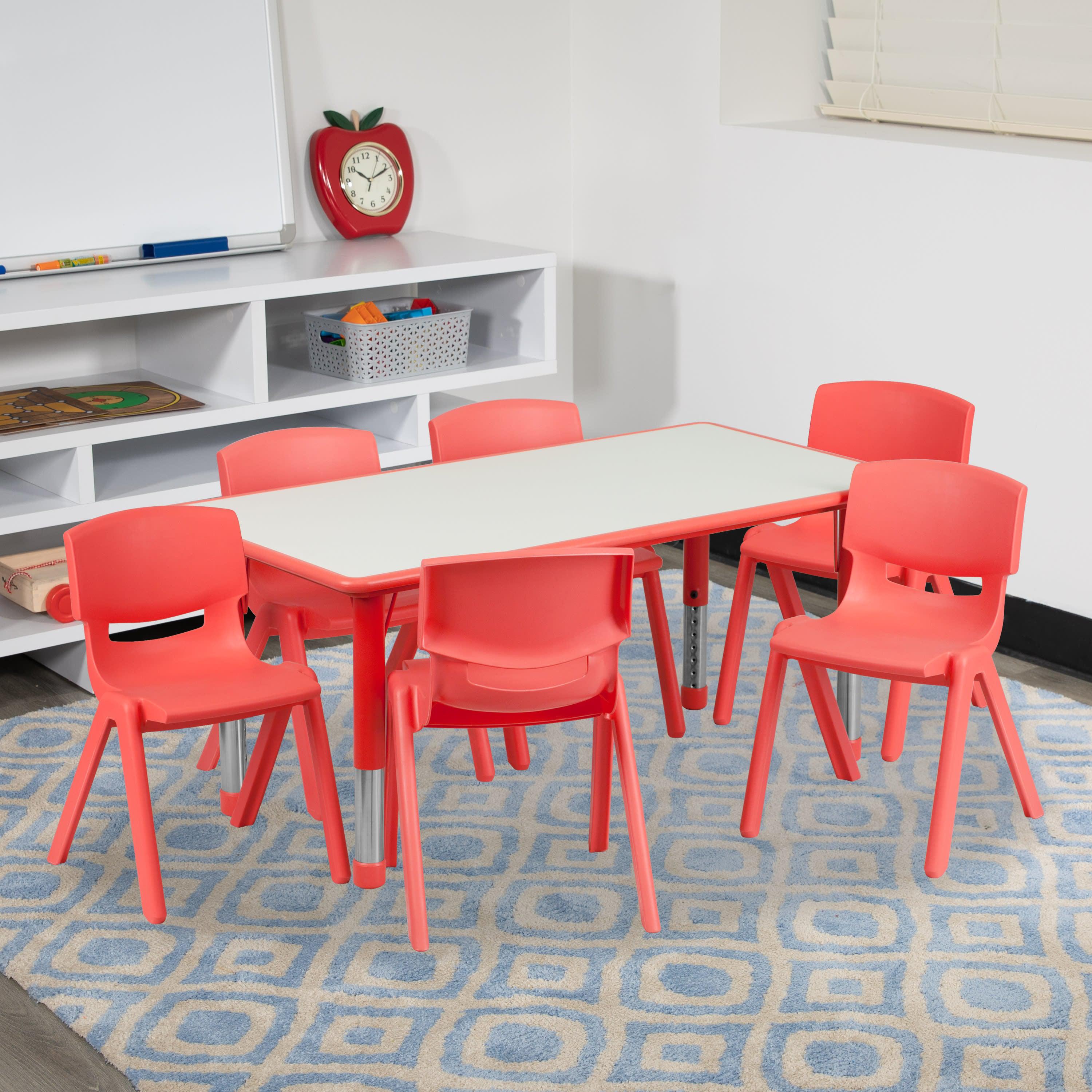 FLASH 47.25" Rectangular Adjustable Activity Table Set 7 Piece