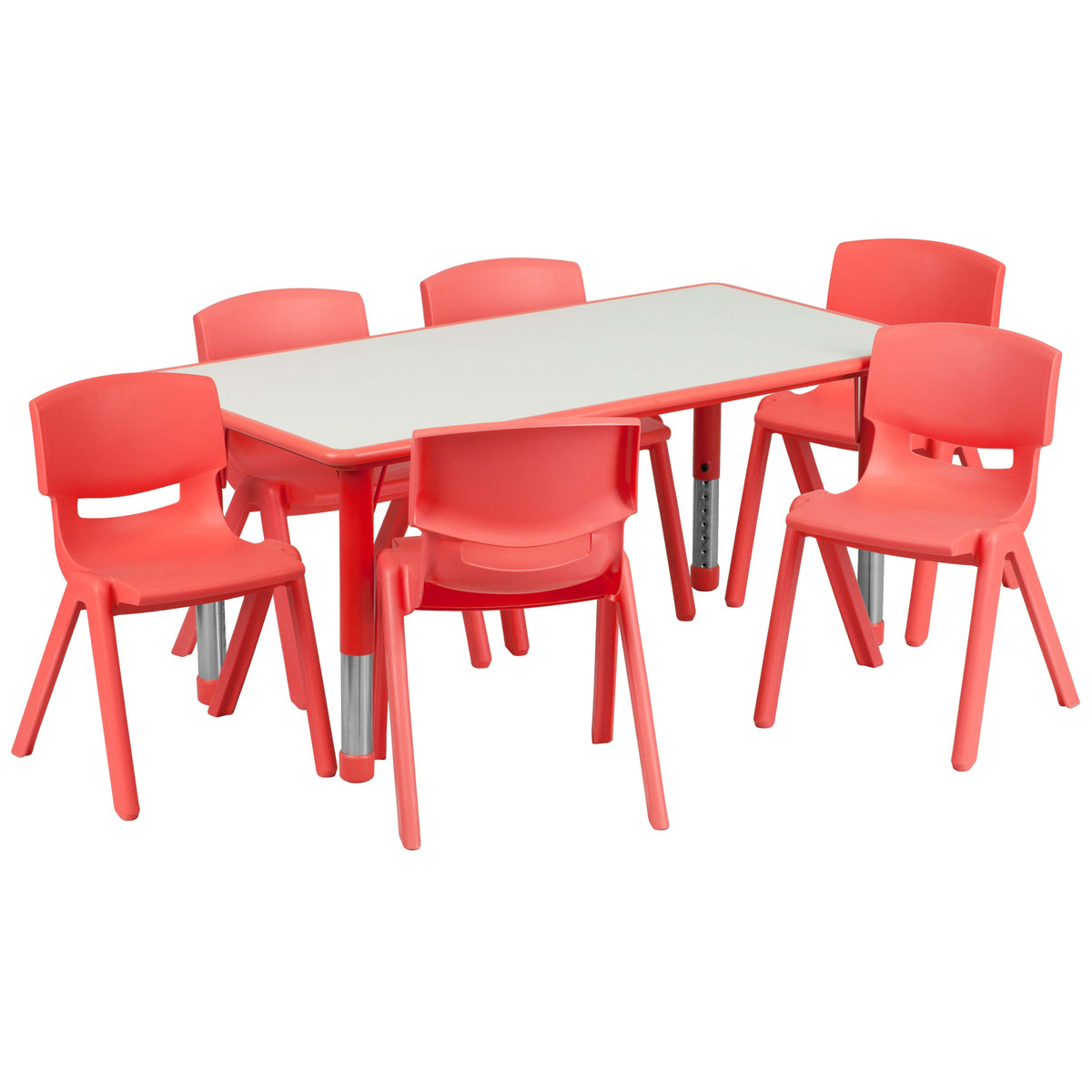 FLASH 47.25" Rectangular Adjustable Activity Table Set 7 Piece