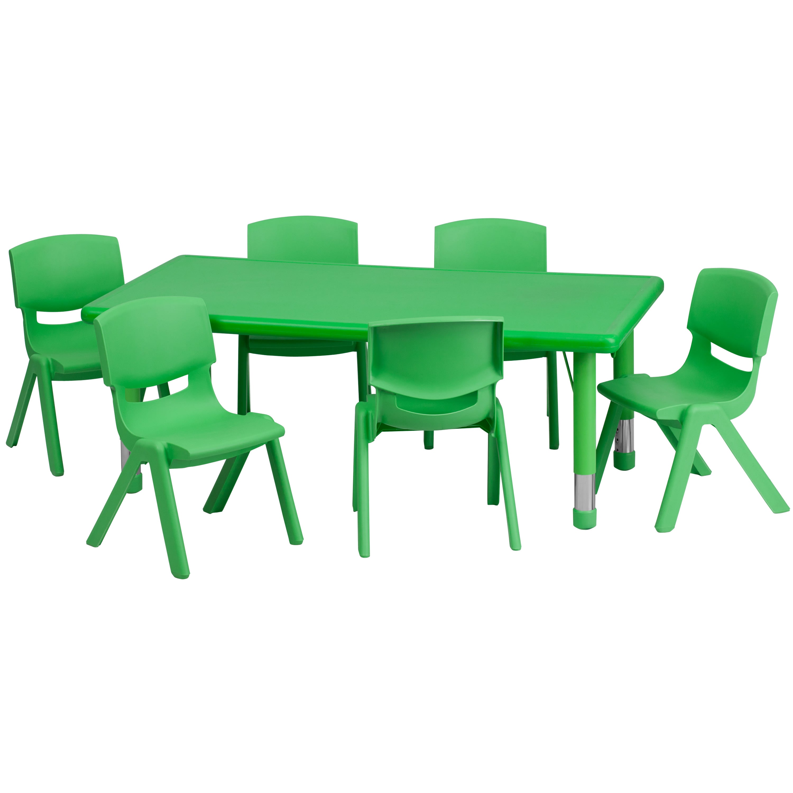 FLASH 24" x 48" Rectangular Adjustable Activity Table Set 7 Piece