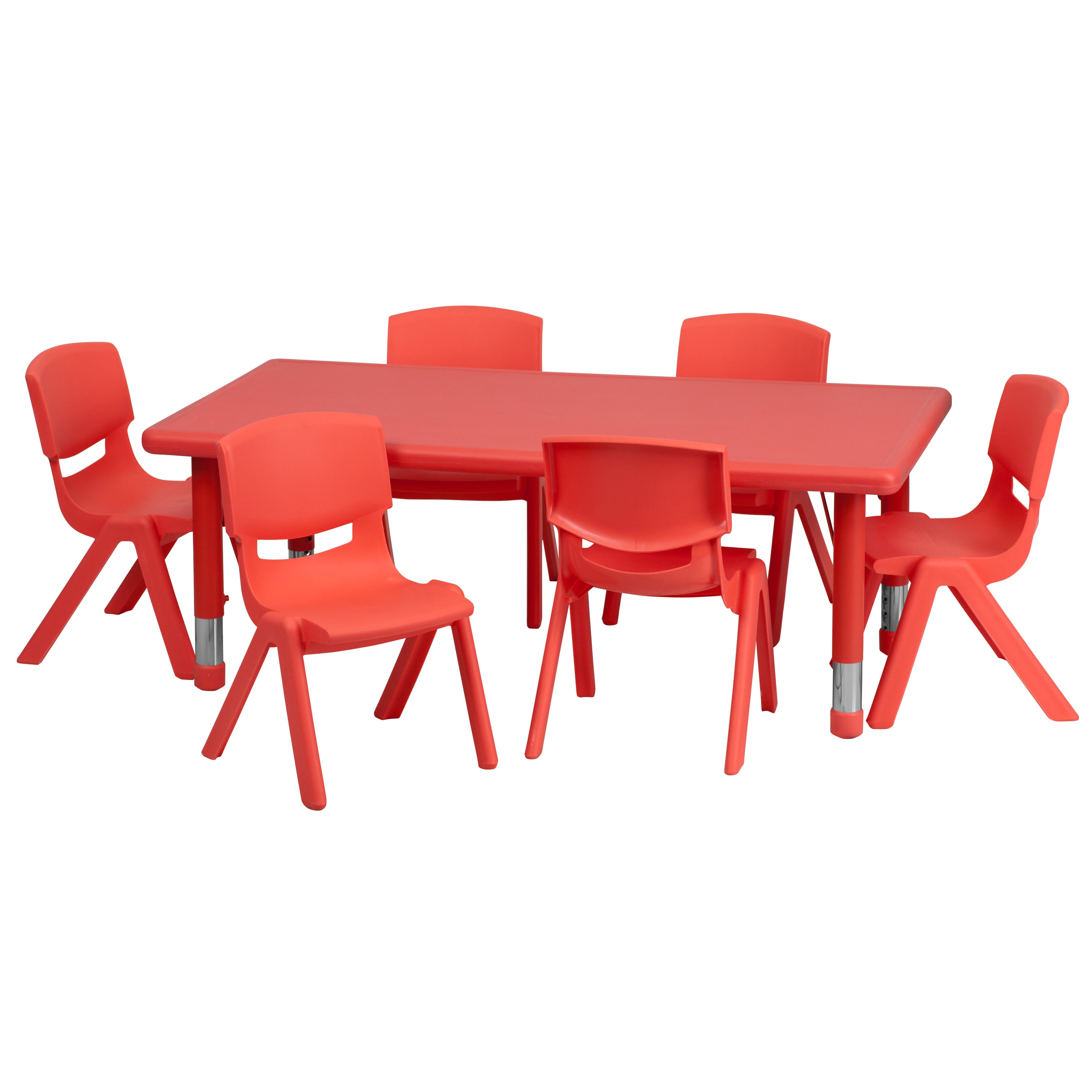 FLASH 24" x 48" Rectangular Adjustable Activity Table Set 7 Piece