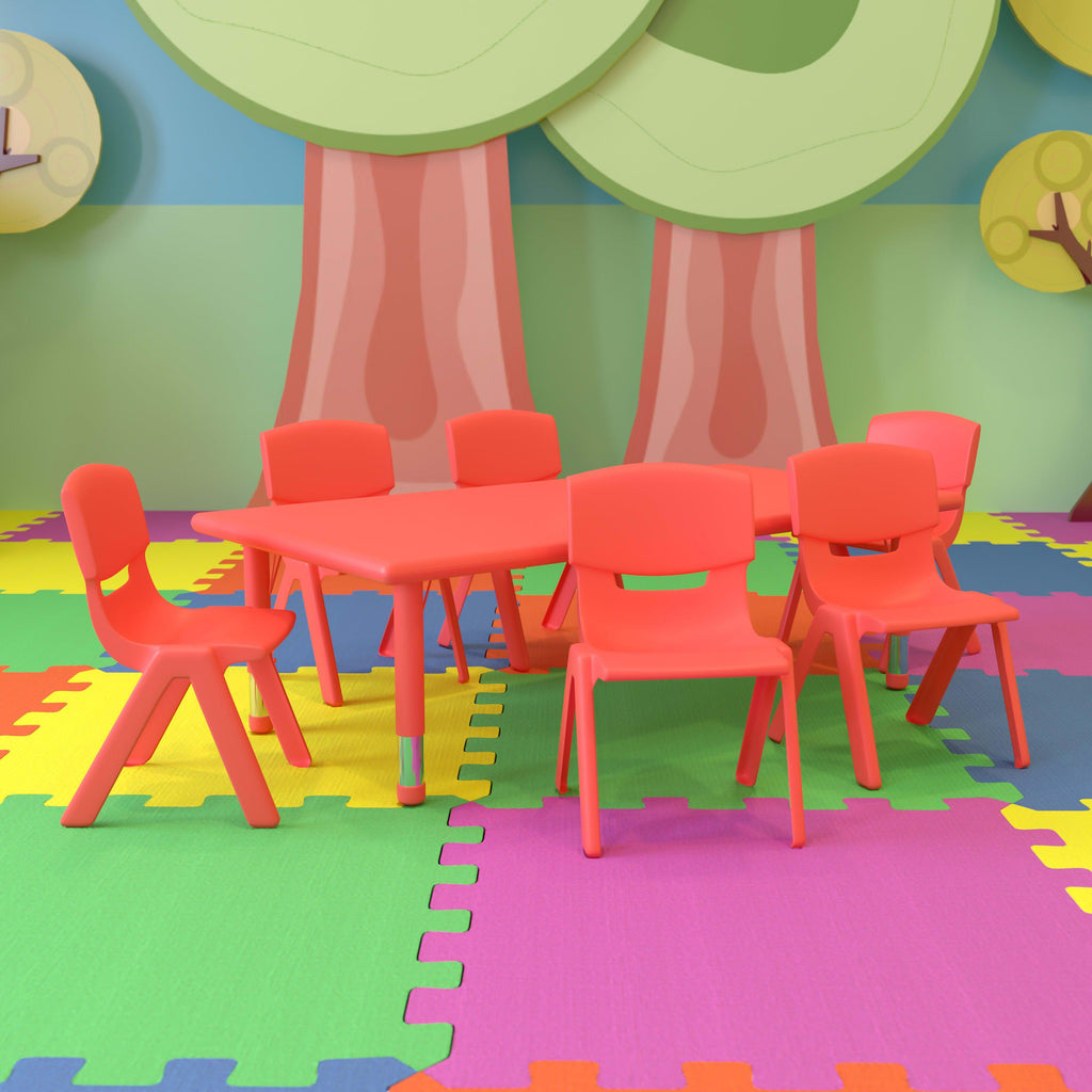 FLASH 24" x 48" Rectangular Adjustable Activity Table Set 7 Piece