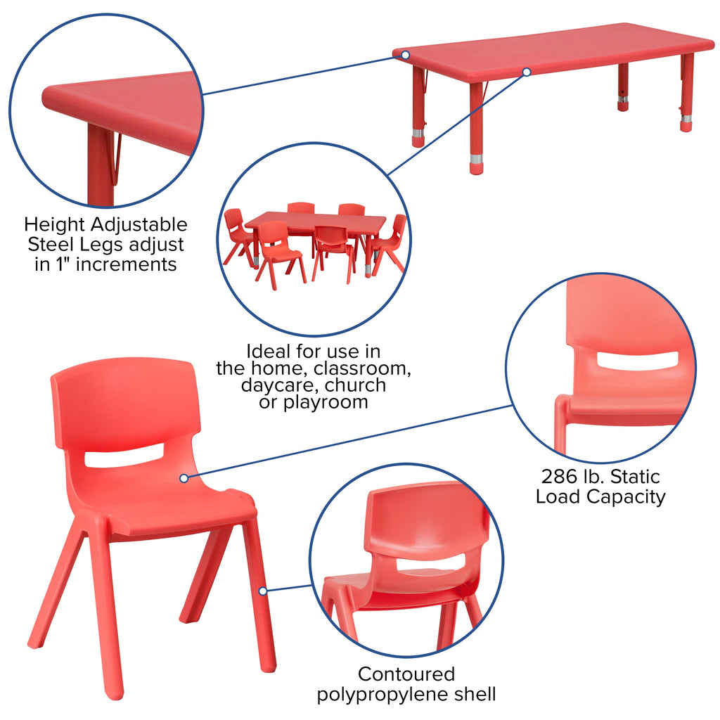 FLASH 24" x 48" Rectangular Adjustable Activity Table Set 7 Piece
