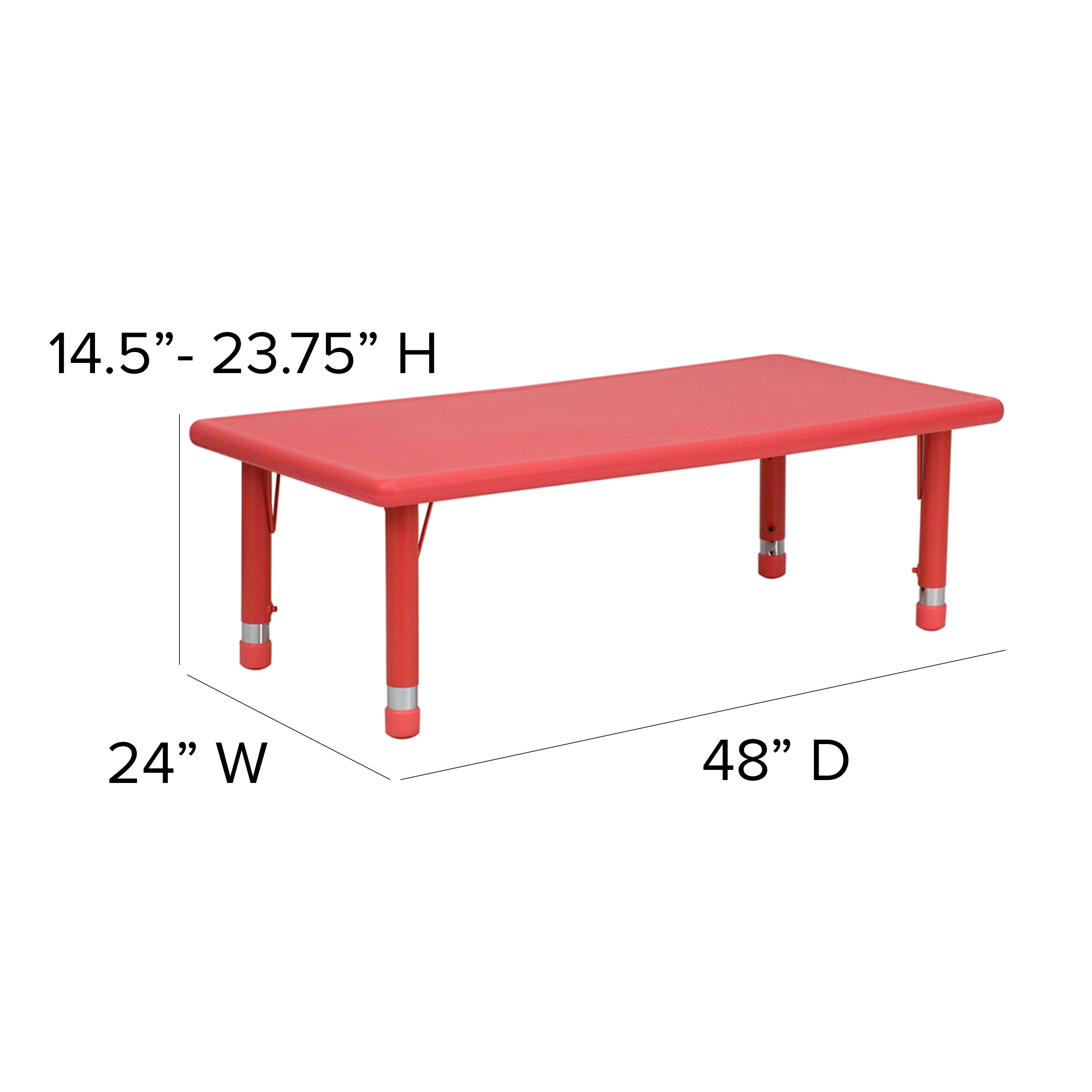 FLASH 24" x 48" Rectangular Adjustable Activity Table Set 7 Piece