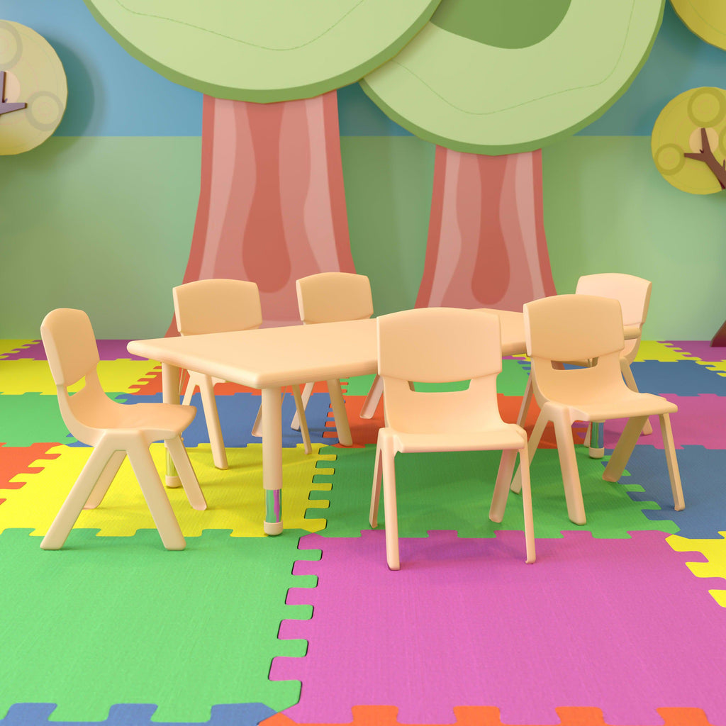 FLASH 24" x 48" Rectangular Adjustable Activity Table Set 7 Piece