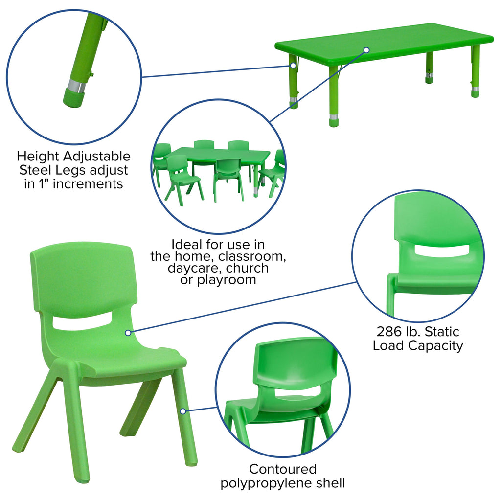 FLASH 24" x 48" Rectangular Adjustable Activity Table Set 7 Piece