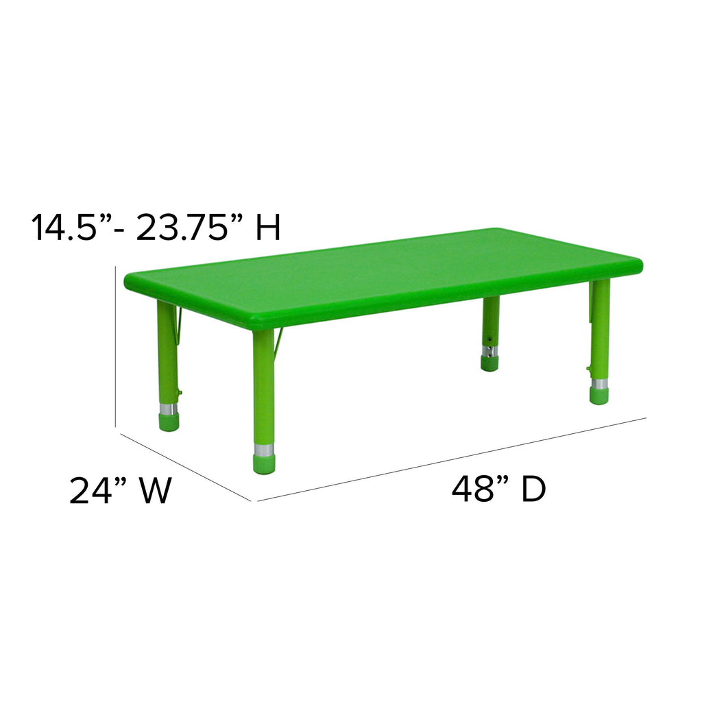 FLASH 24" x 48" Rectangular Adjustable Activity Table Set 7 Piece