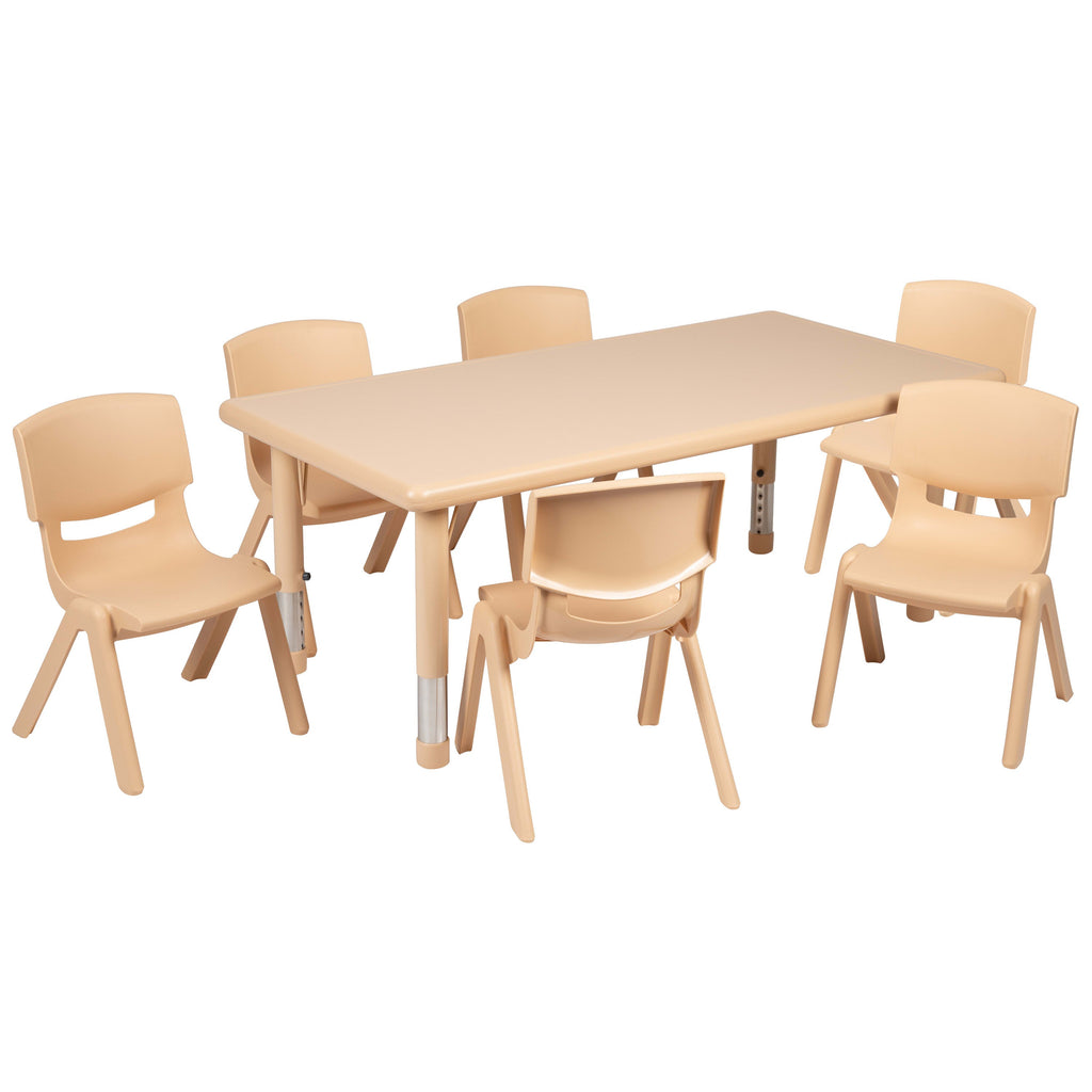 FLASH 24" x 48" Rectangular Adjustable Activity Table Set 7 Piece