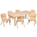 FLASH 24" x 48" Rectangular Adjustable Activity Table Set 7 Piece