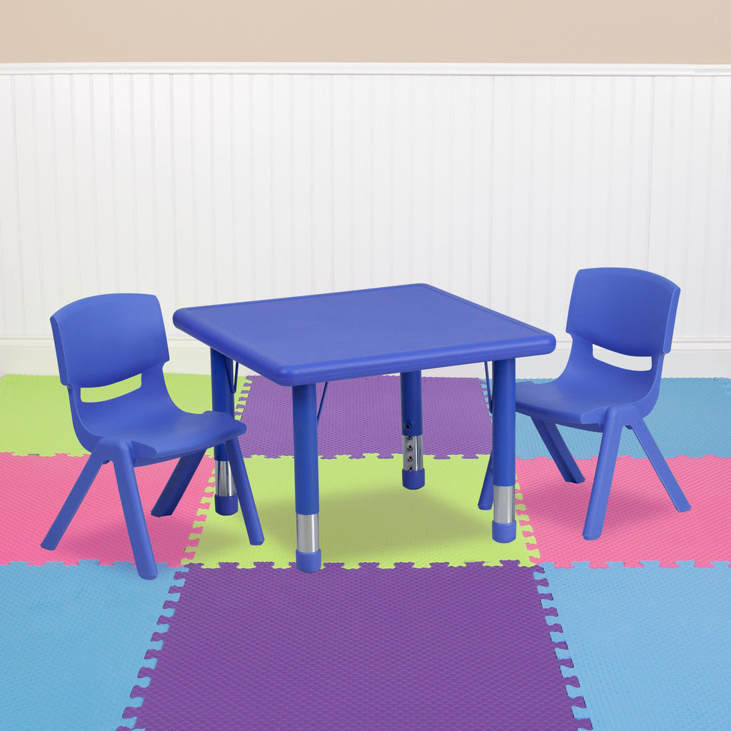 FLASH 24" Square Adjustable Activity Table Set 3 Piece