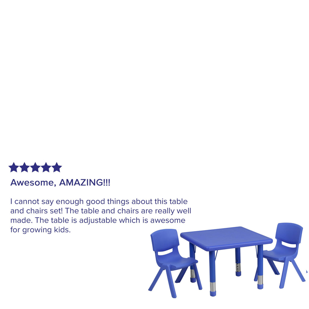 FLASH 24" Square Adjustable Activity Table Set 3 Piece
