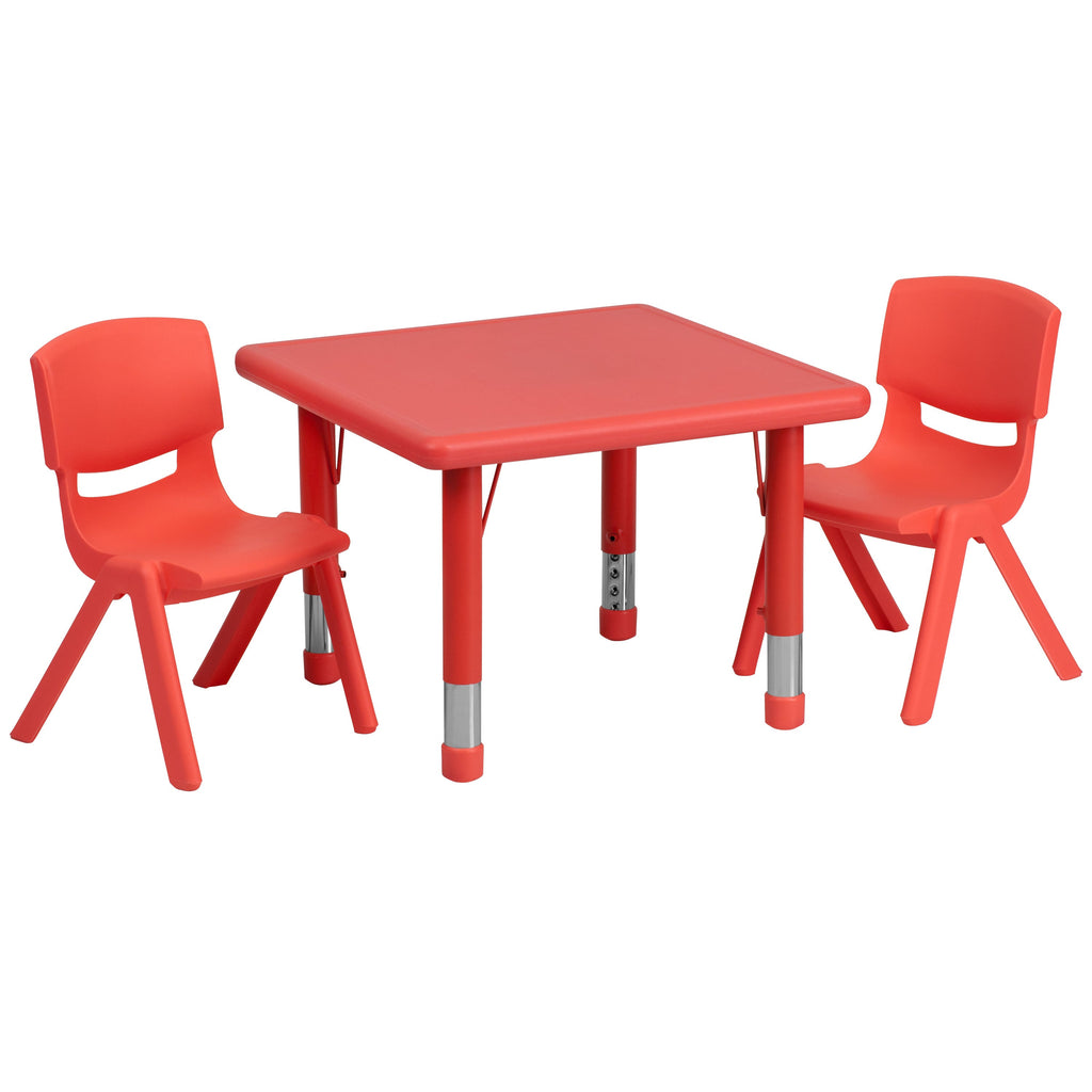 FLASH 24" Square Adjustable Activity Table Set 3 Piece