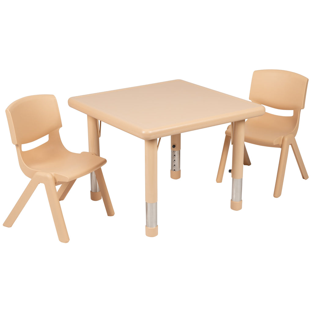 FLASH 24" Square Adjustable Activity Table Set 3 Piece