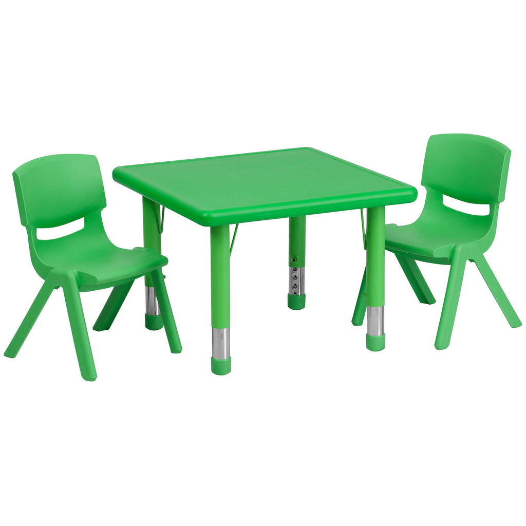 FLASH 24" Square Adjustable Activity Table Set 3 Piece