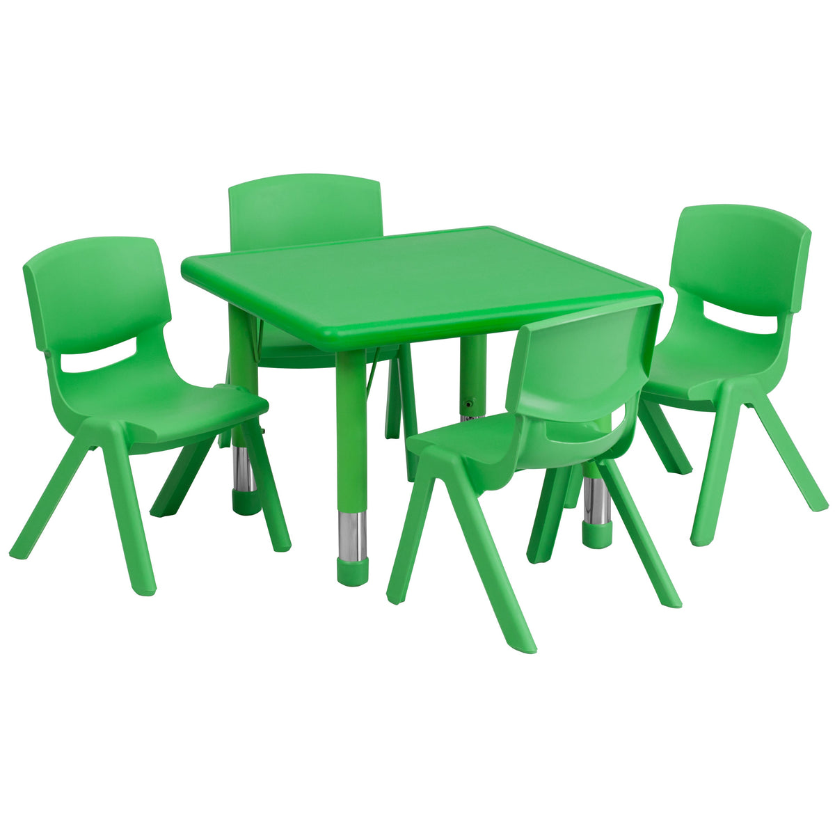 FLASH 24" Square Plastic Height Adjustable Activity Table Set 5 Piece