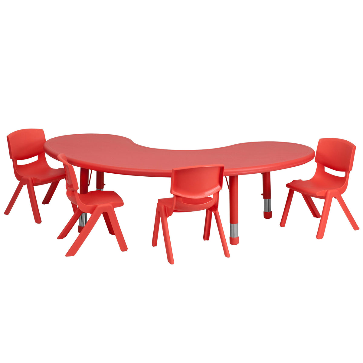 FLASH 35" x 65" Half-Moon Activity Table Set with Chairs