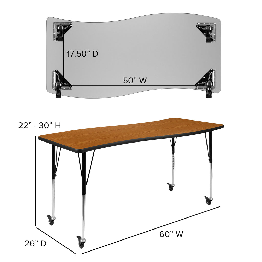 FLASH 86" Oval Wave Flexible Activity Table Set 3 Piece