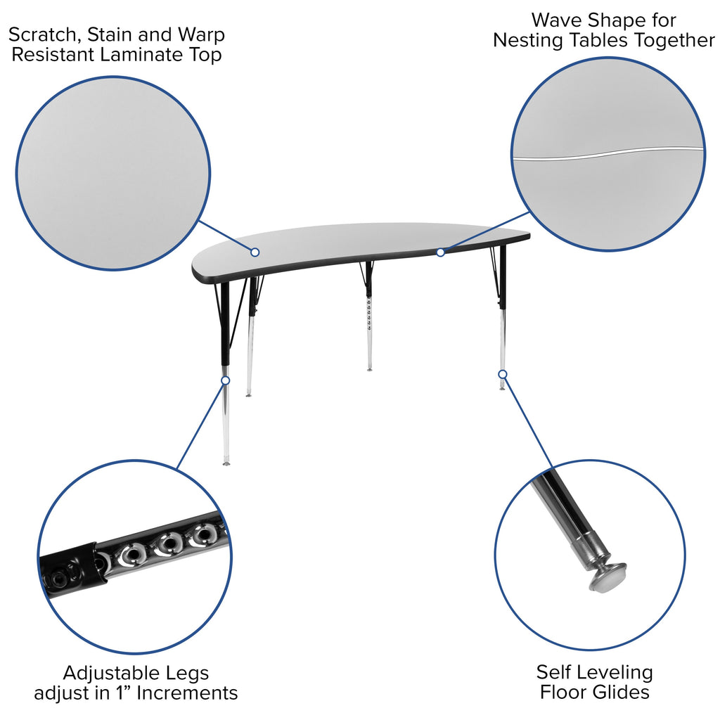 FLASH 86" Oval Wave Flexible Activity Table Set 3 Piece