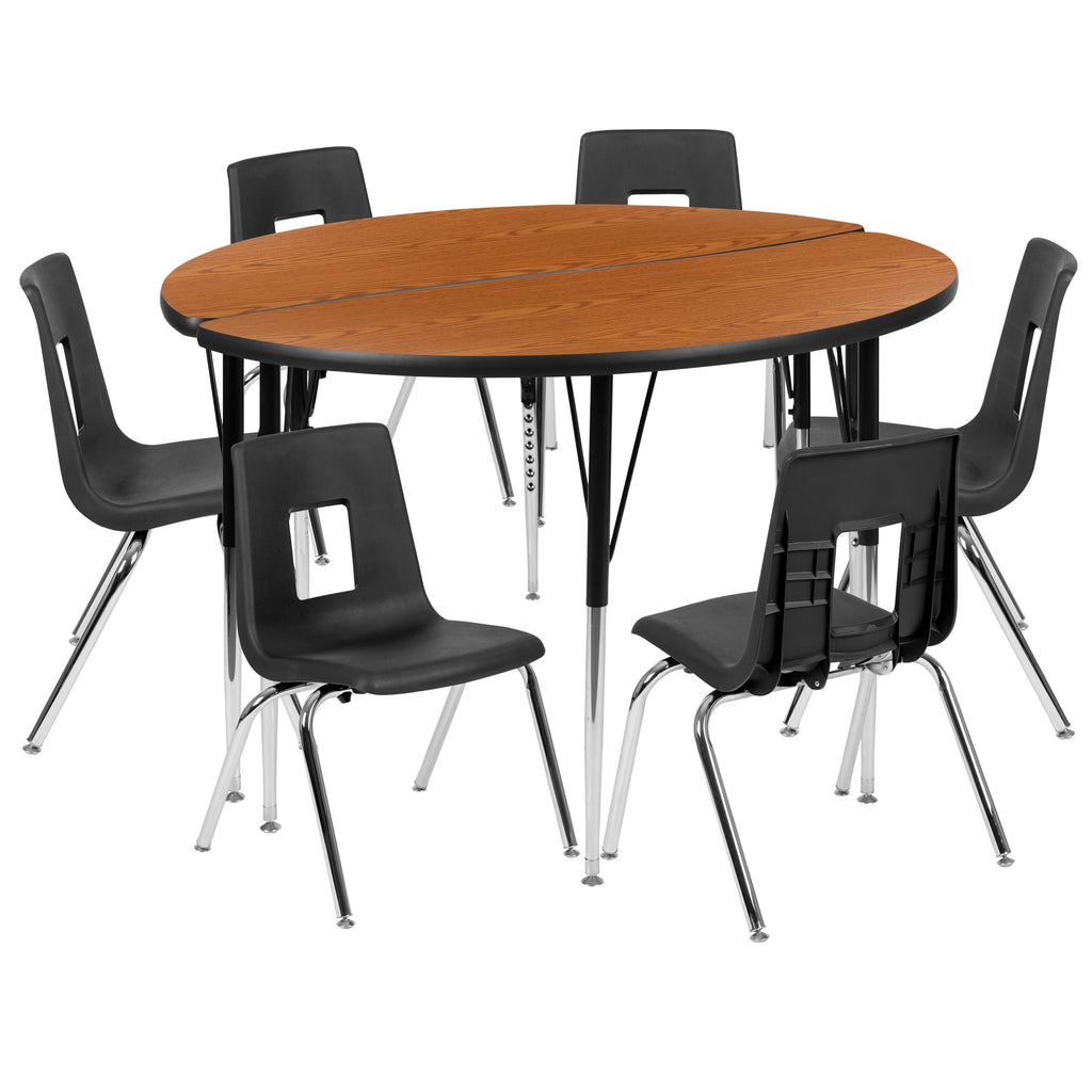 FLASH 47.5" Circle Wave Flexible Activity Table Set with 16" Stack Chairs