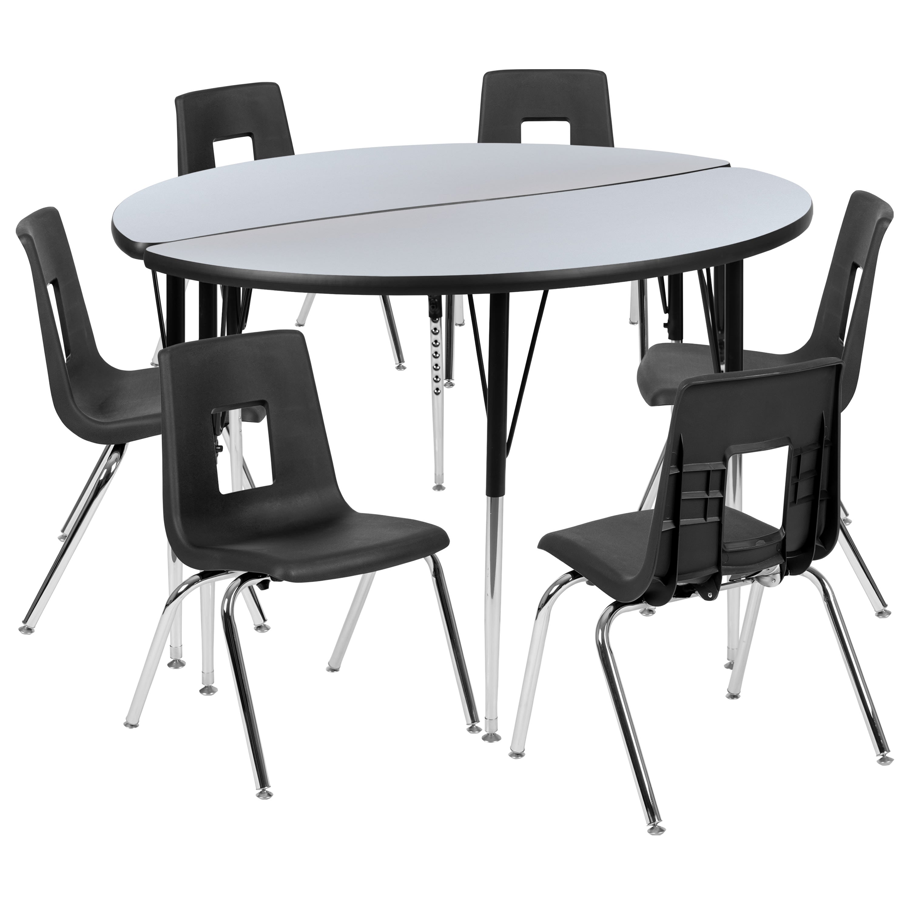FLASH 47.5" Circle Wave Flexible Activity Table Set with 18" Stack Chairs