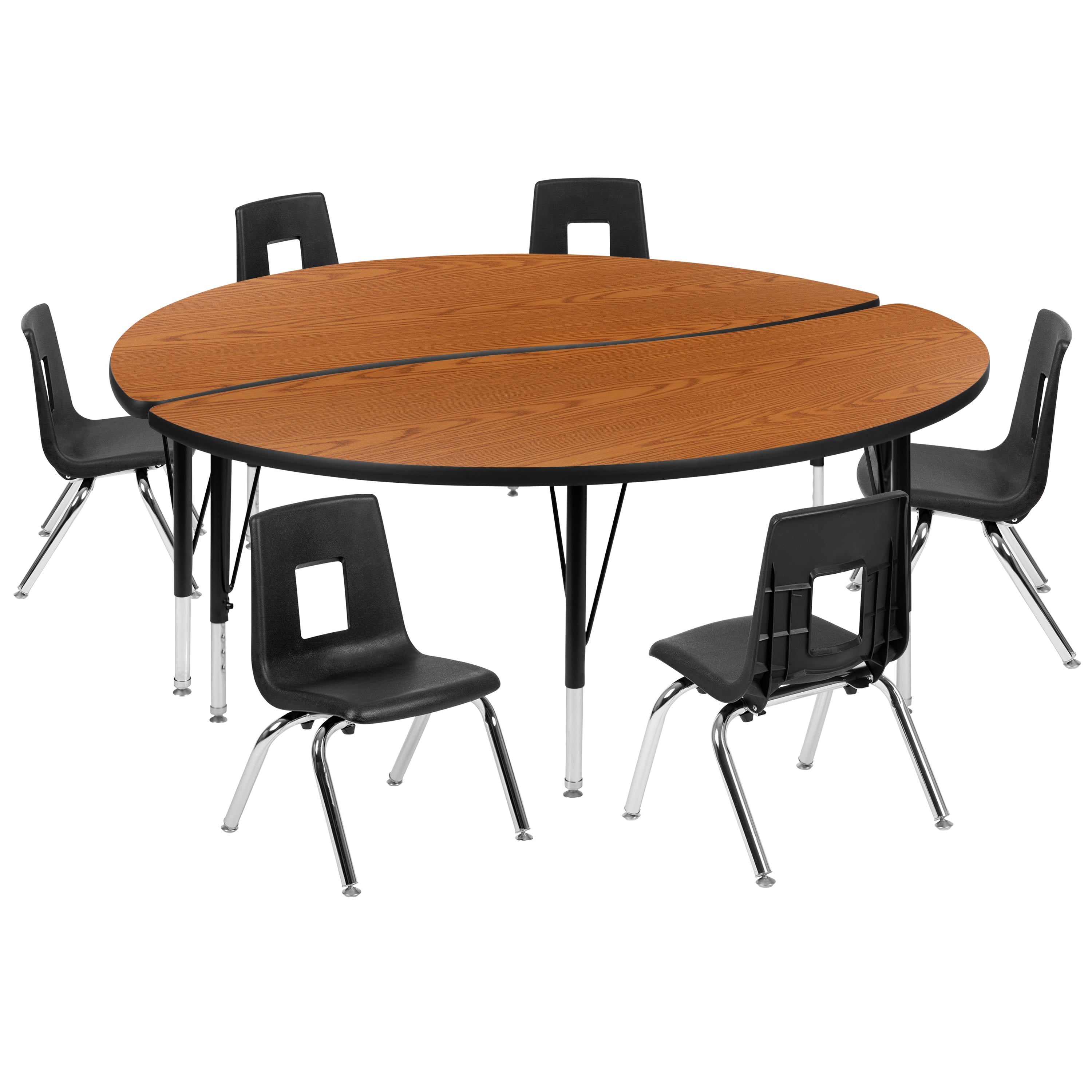 FLASH 60" Circle Wave Flexible Activity Table Set with 12" Stack Chairs