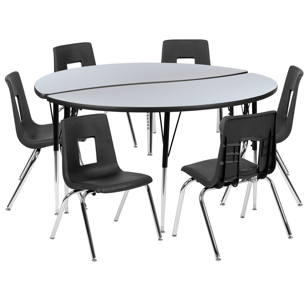 FLASH 60" Circle Wave Flexible Activity Table Set with 16" Stack Chairs