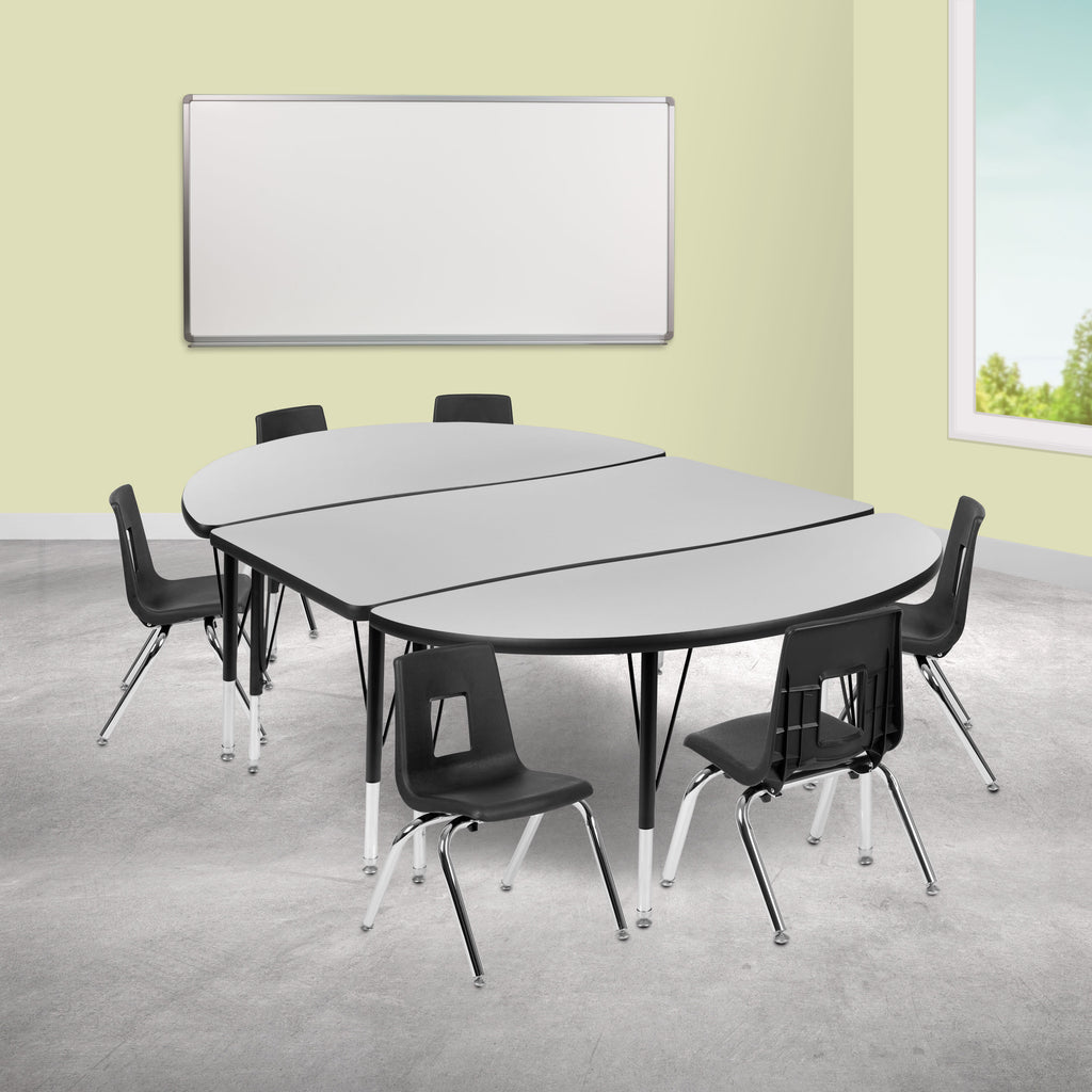 FLASH 76" Oval Wave Flexible Activity Table Set with 12" Stack Chairs