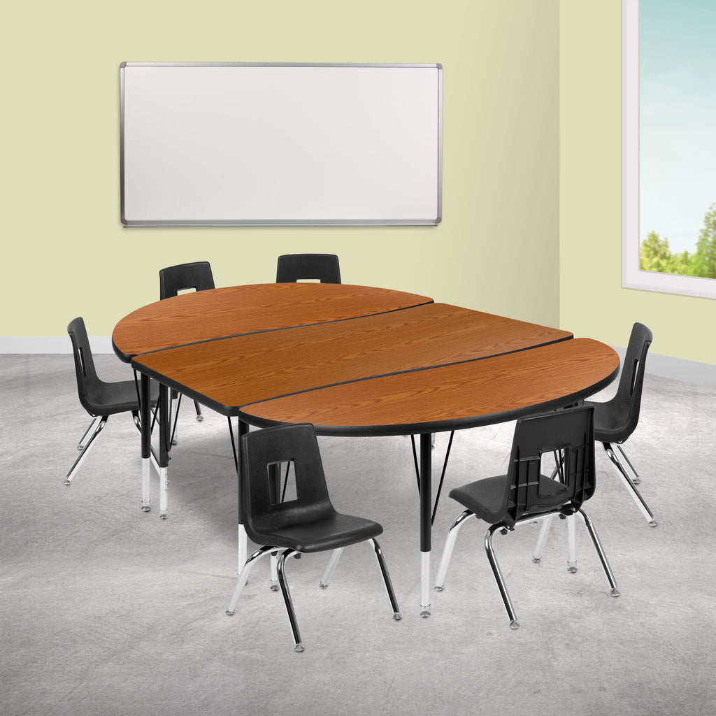 FLASH 76" Oval Wave Flexible Activity Table Set with 14" Stack Chairs