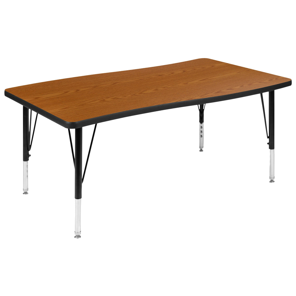 FLASH 76" Oval Wave Flexible Activity Table Set with 14" Stack Chairs