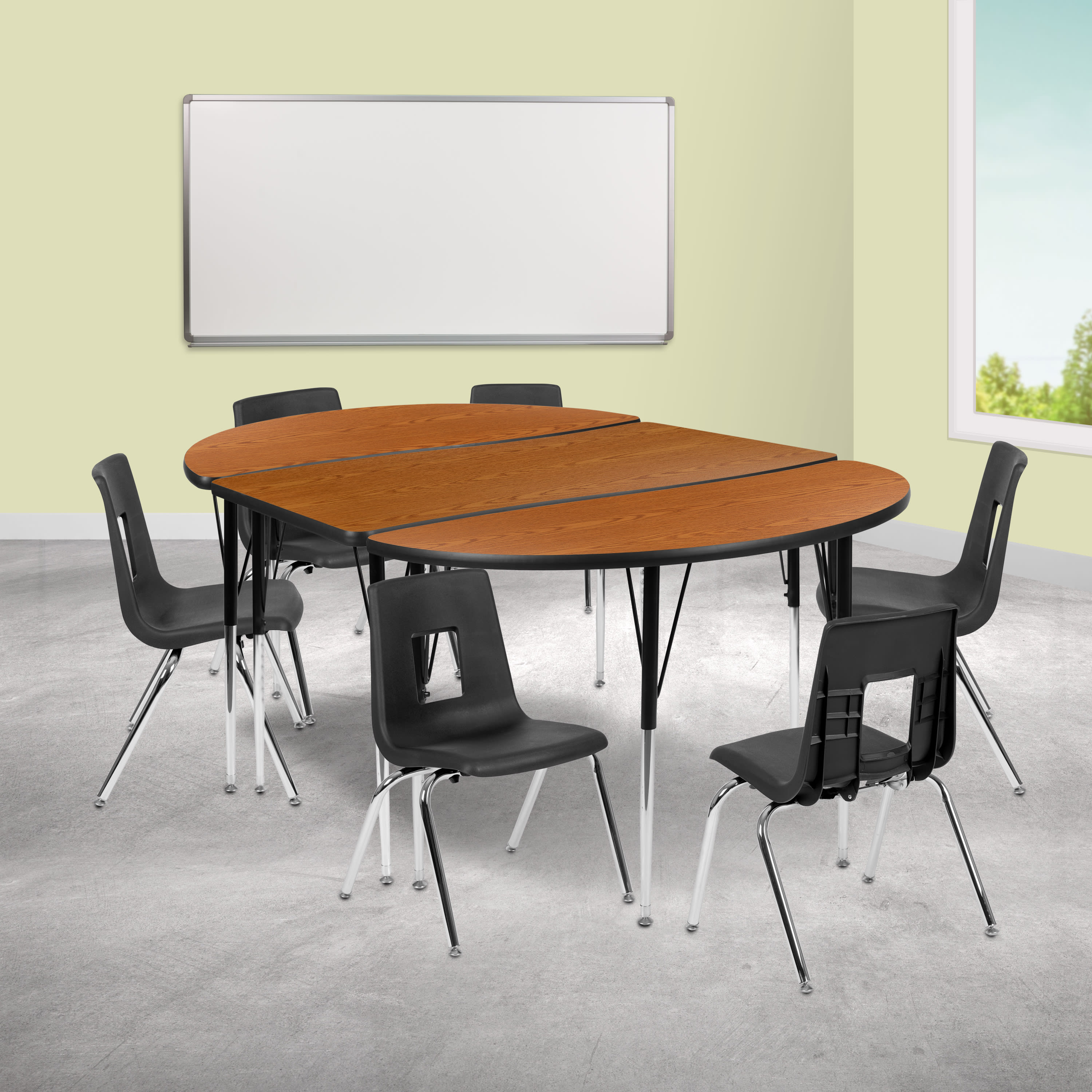 FLASH 76" Oval Wave Flexible Activity Table Set with 16" Stack Chairs