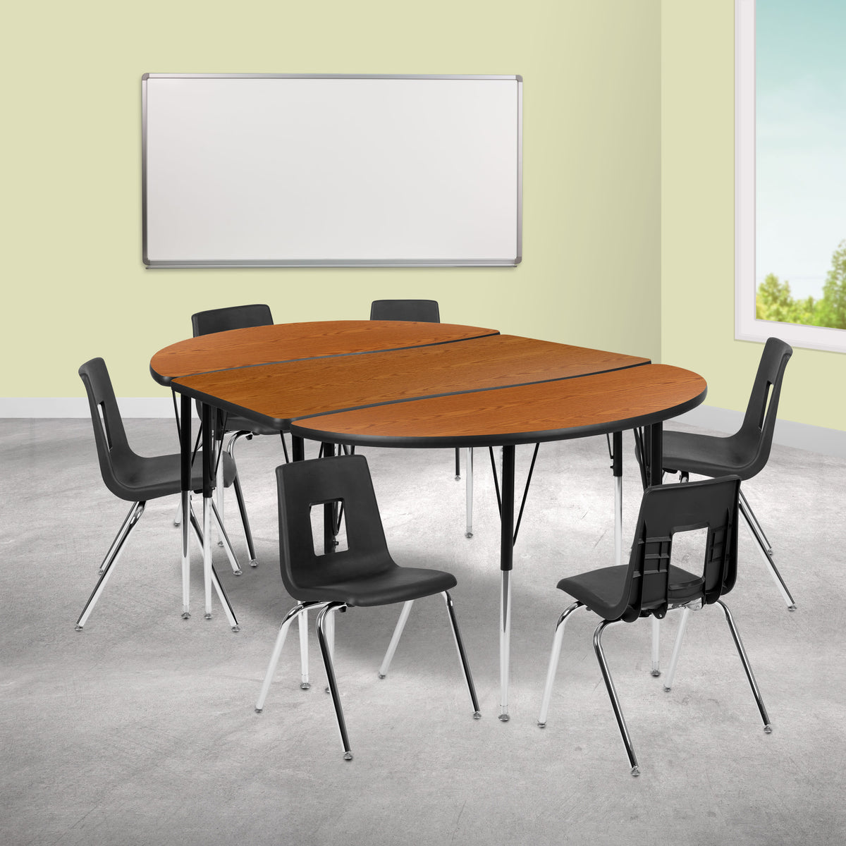FLASH 76" Oval Wave Flexible Activity Table Set with 18" Stack Chairs