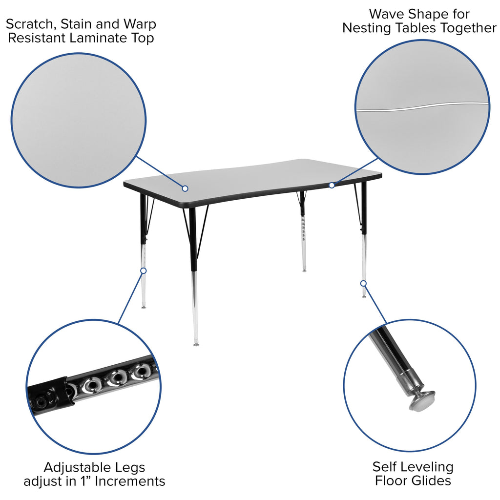 FLASH 76" Oval Wave Flexible Activity Table Set with 18" Stack Chairs