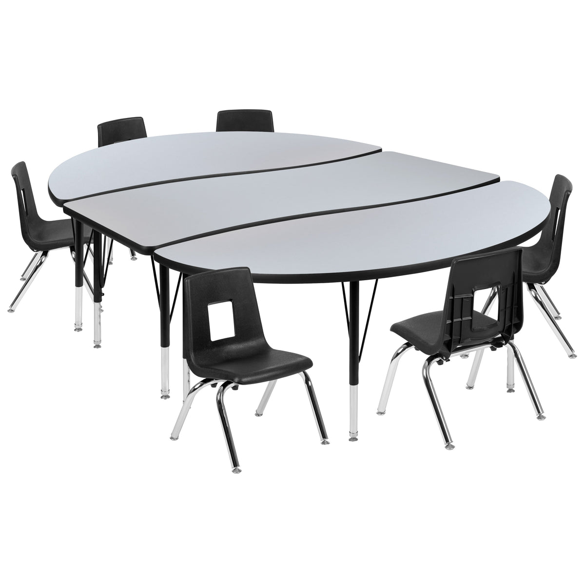 FLASH 86" Oval Wave Flexible Activity Table Set with 12" Stack Chairs