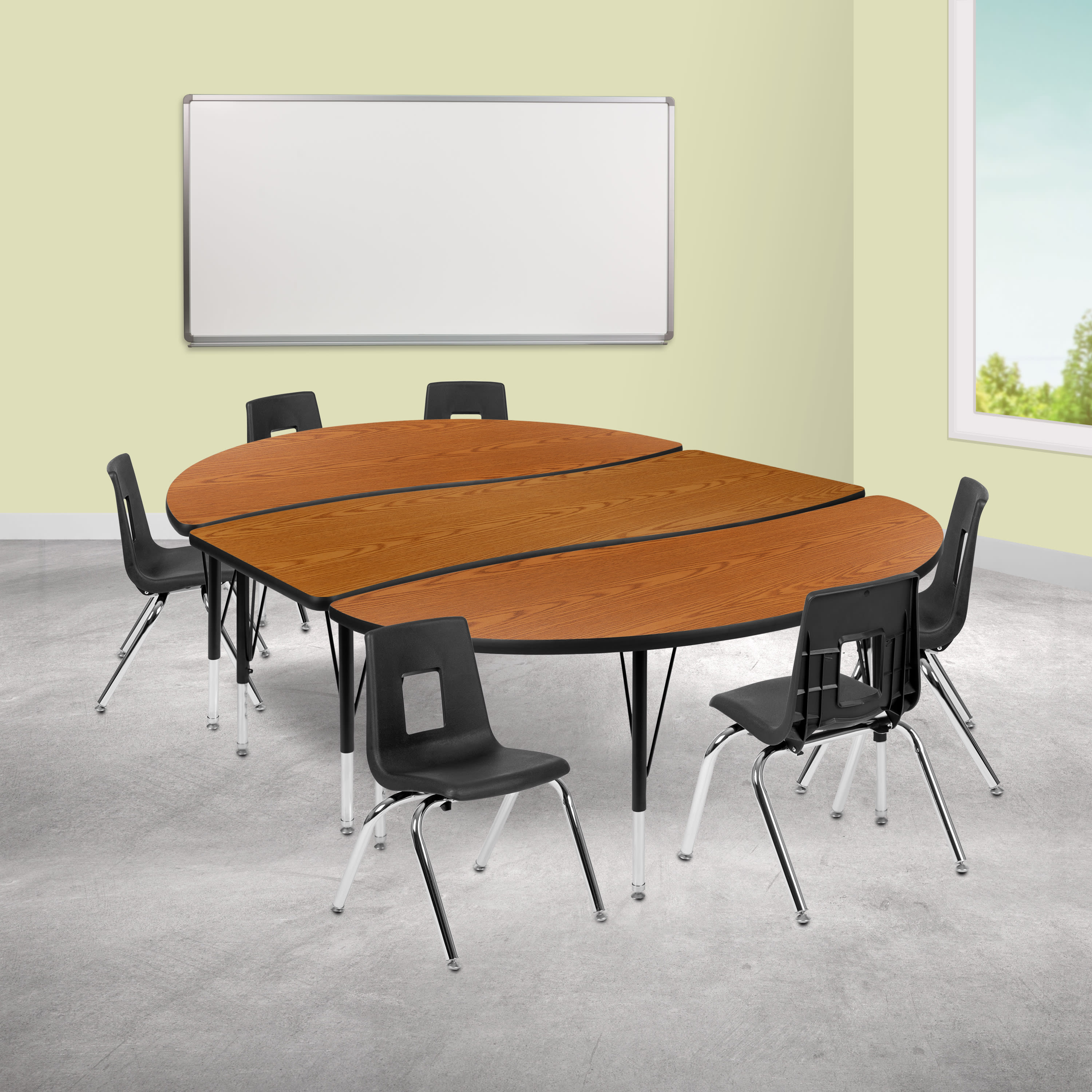 FLASH 86" Oval Wave Flexible Activity Table Set with 14" Stack Chairs