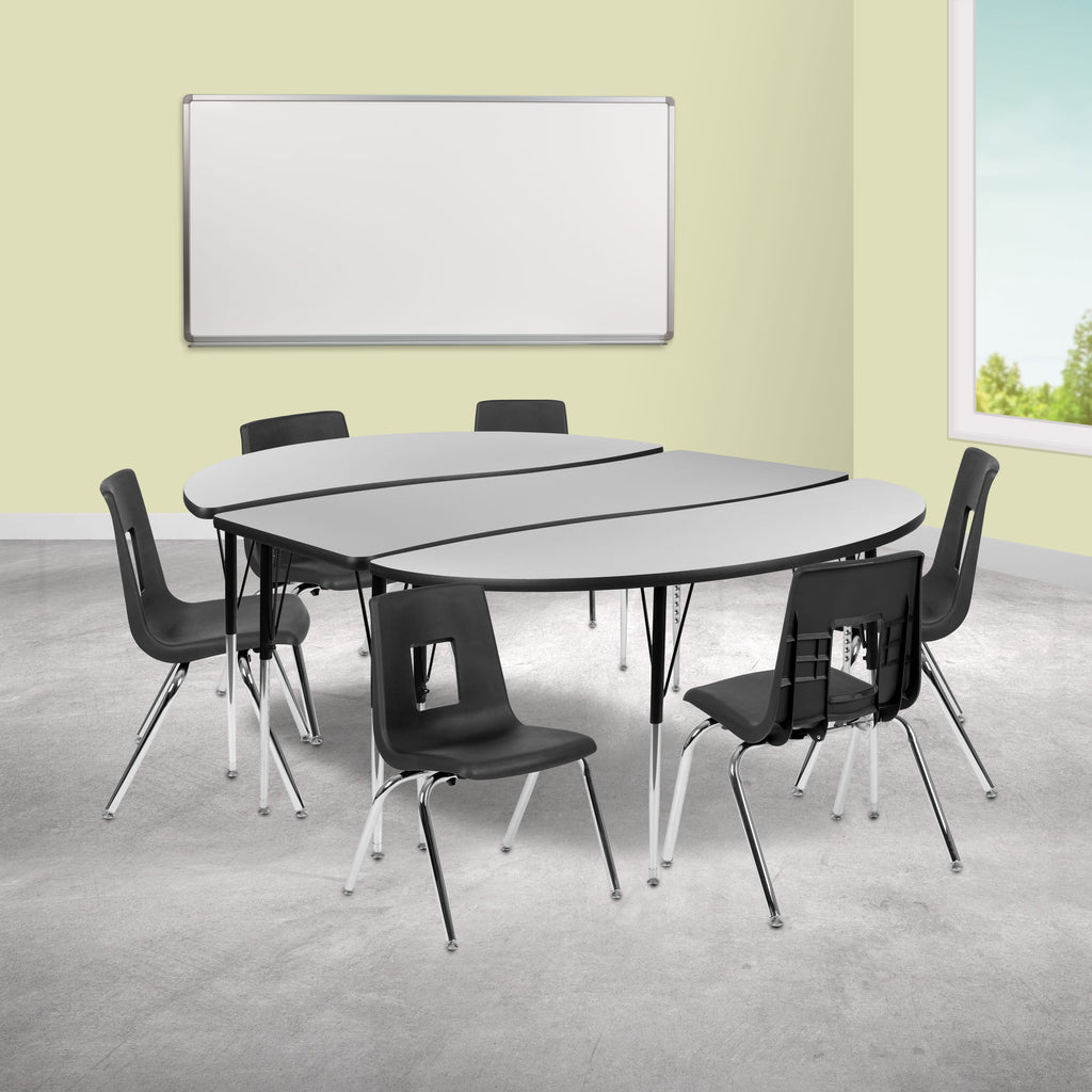 FLASH 86" Oval Wave Flexible Activity Table Set with 16" Stack Chairs