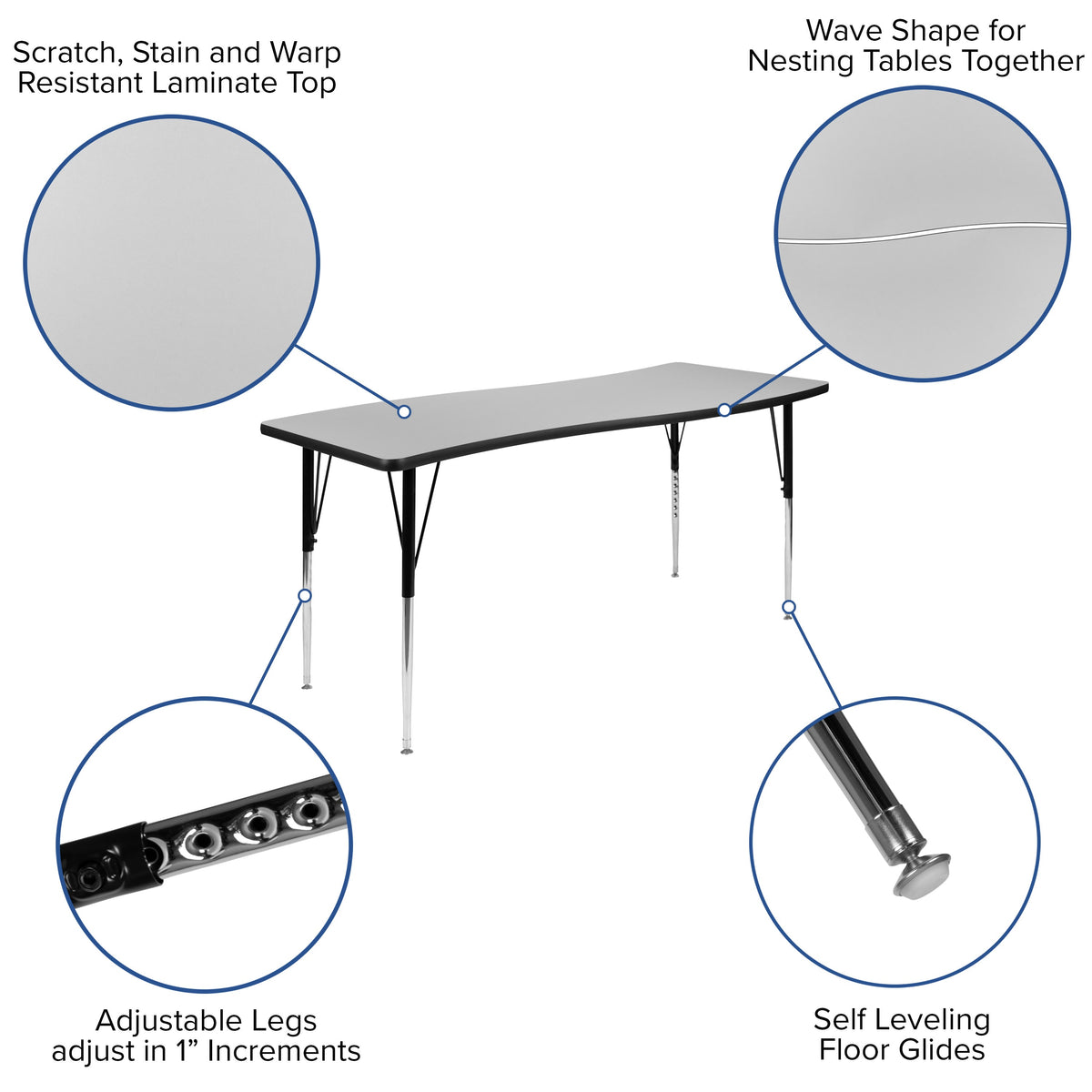 FLASH 86" Oval Wave Flexible Activity Table Set with 16" Stack Chairs