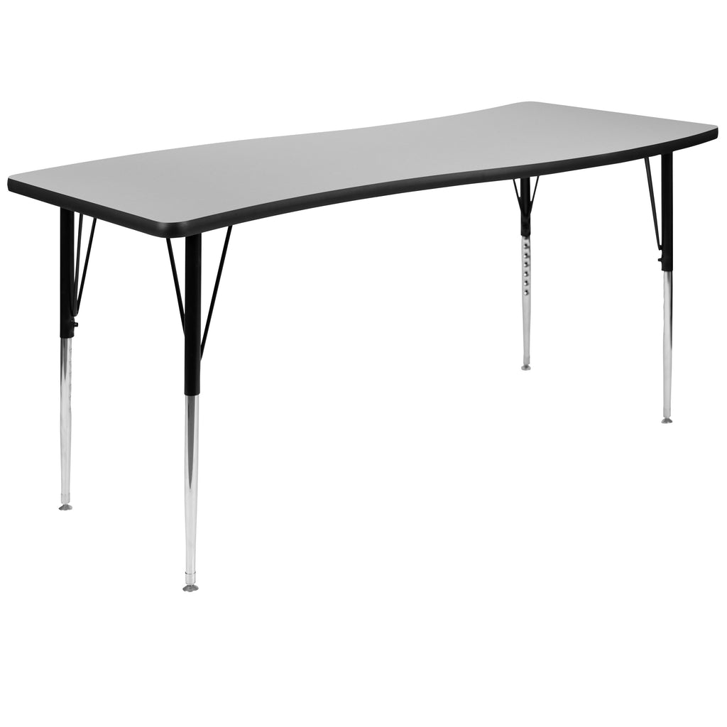 FLASH 86" Oval Wave Flexible Activity Table Set with 16" Stack Chairs