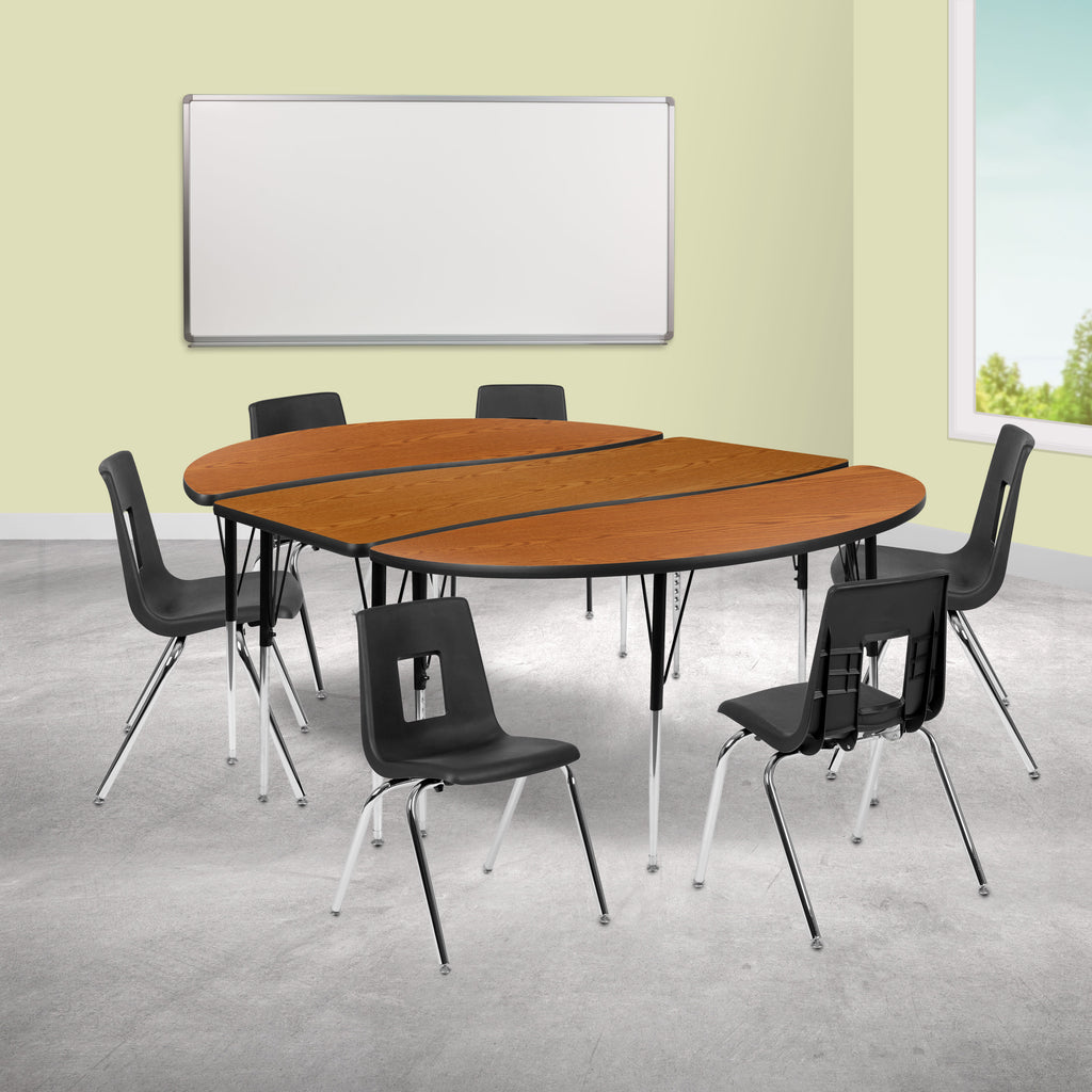 FLASH 86" Oval Wave Flexible Activity Table Set with 18" Stack Chairs