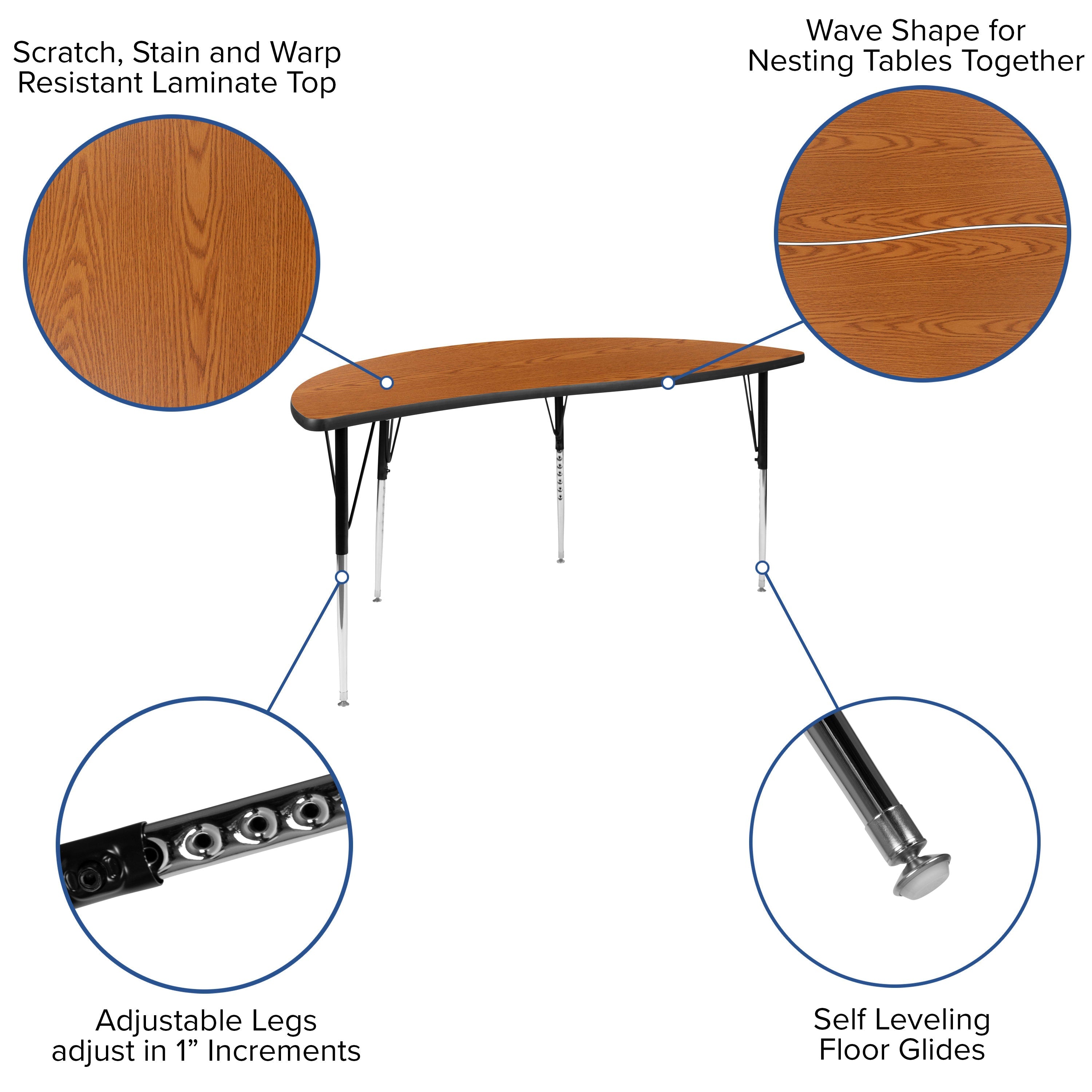 FLASH 86" Oval Wave Flexible Activity Table Set with 18" Stack Chairs