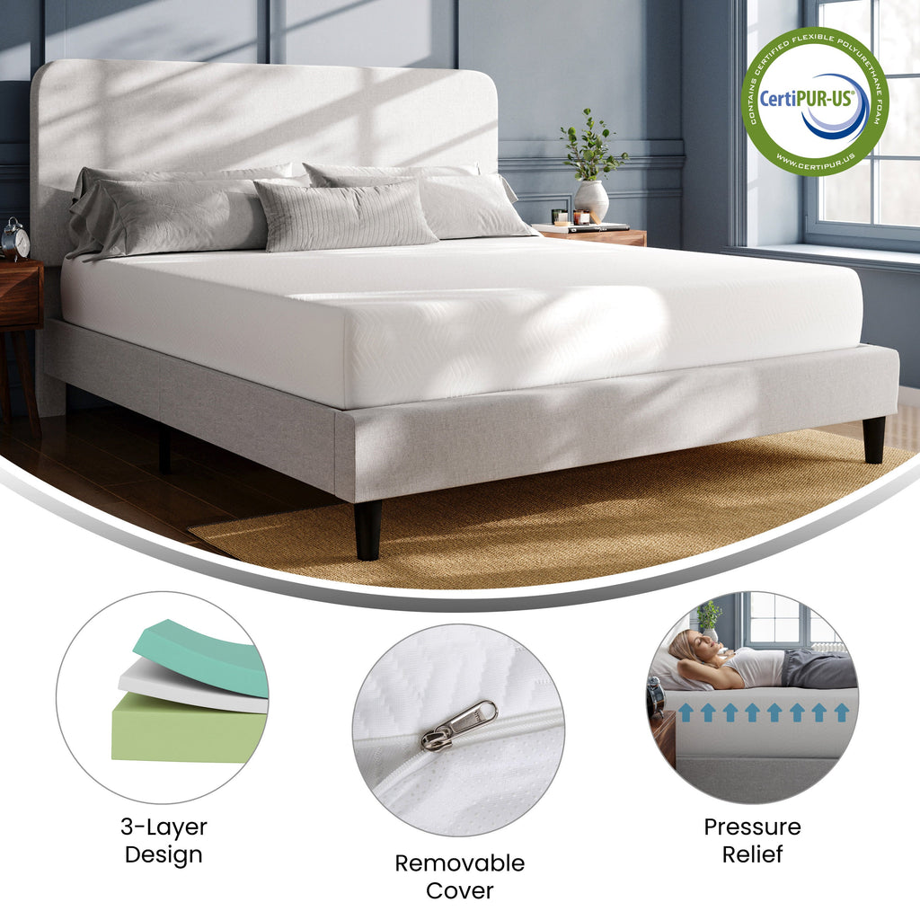 Cloud Green Tea Cooling Gel 10-Inch 3-Layer Memory Foam Mattress