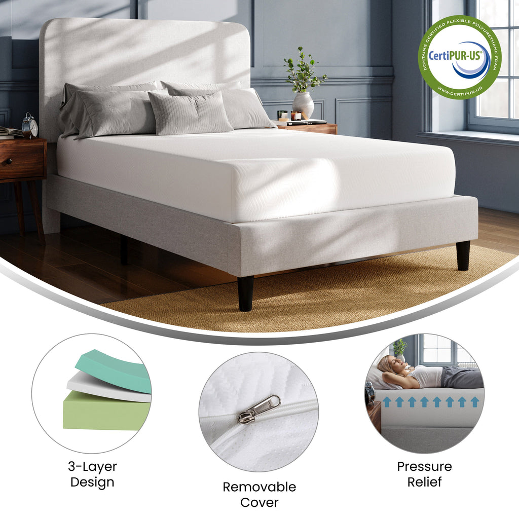 Cloud Green Tea Cooling Gel 10-Inch 3-Layer Memory Foam Mattress