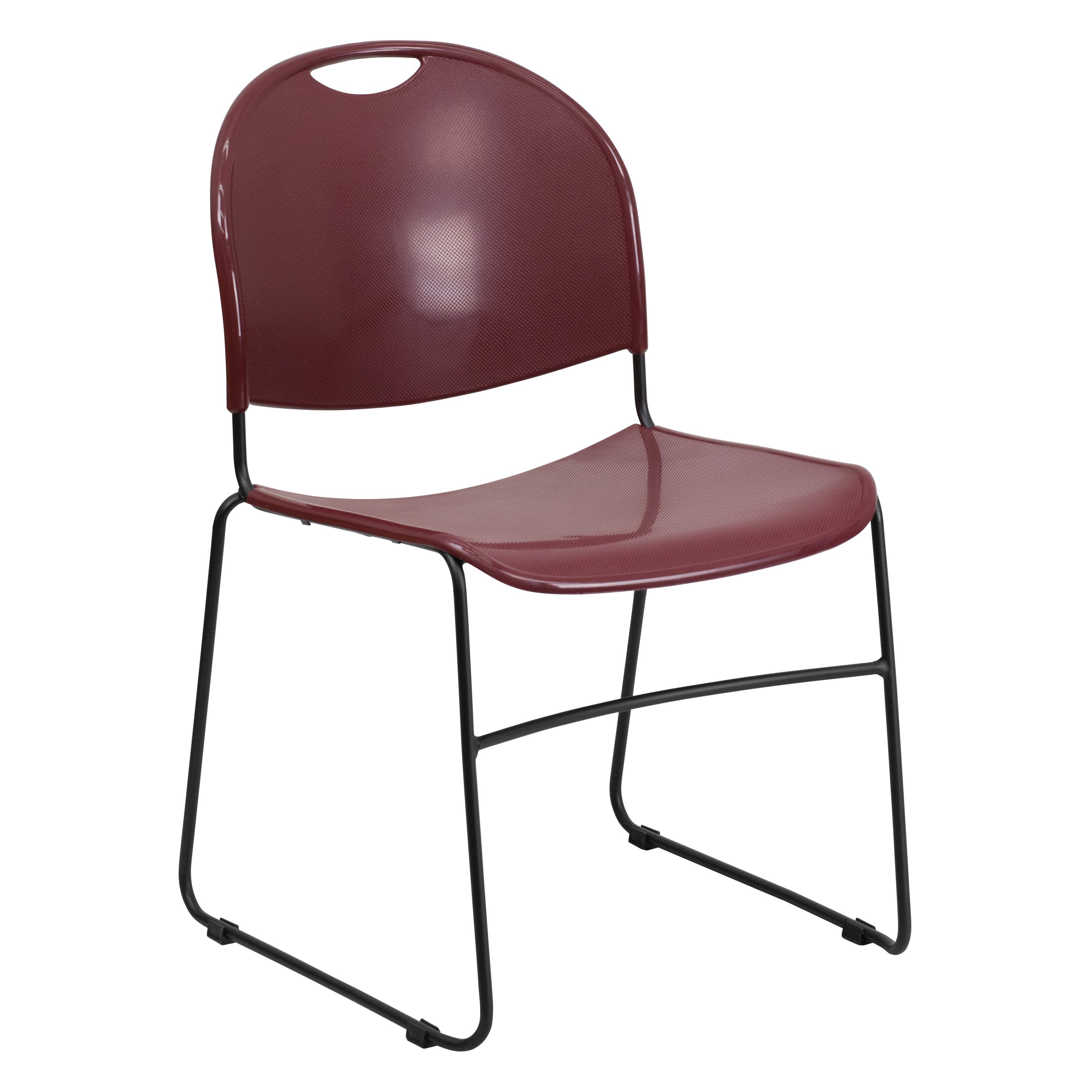 Flash Hercules Series 880 lb Capacity Ultra-Compact Stack Chair Metal Frame Black