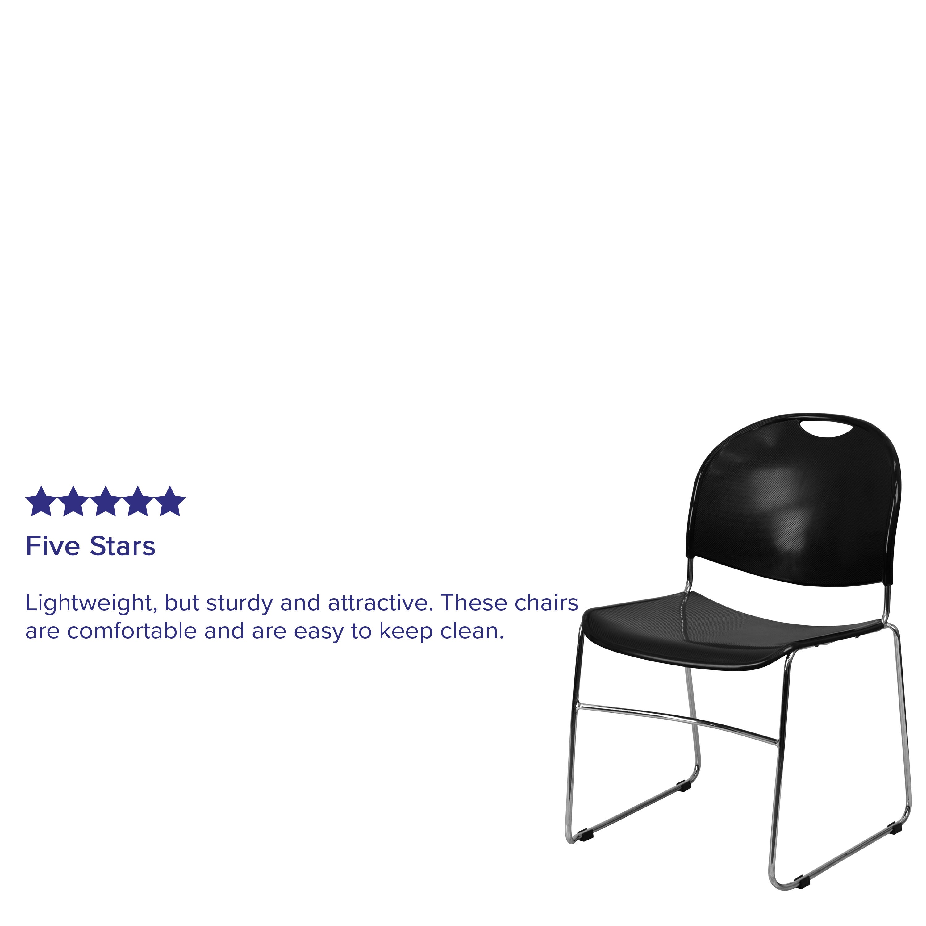 Flash Hercules Series 880 lb Capacity Ultra-Compact Stack Chair Metal Frame Black