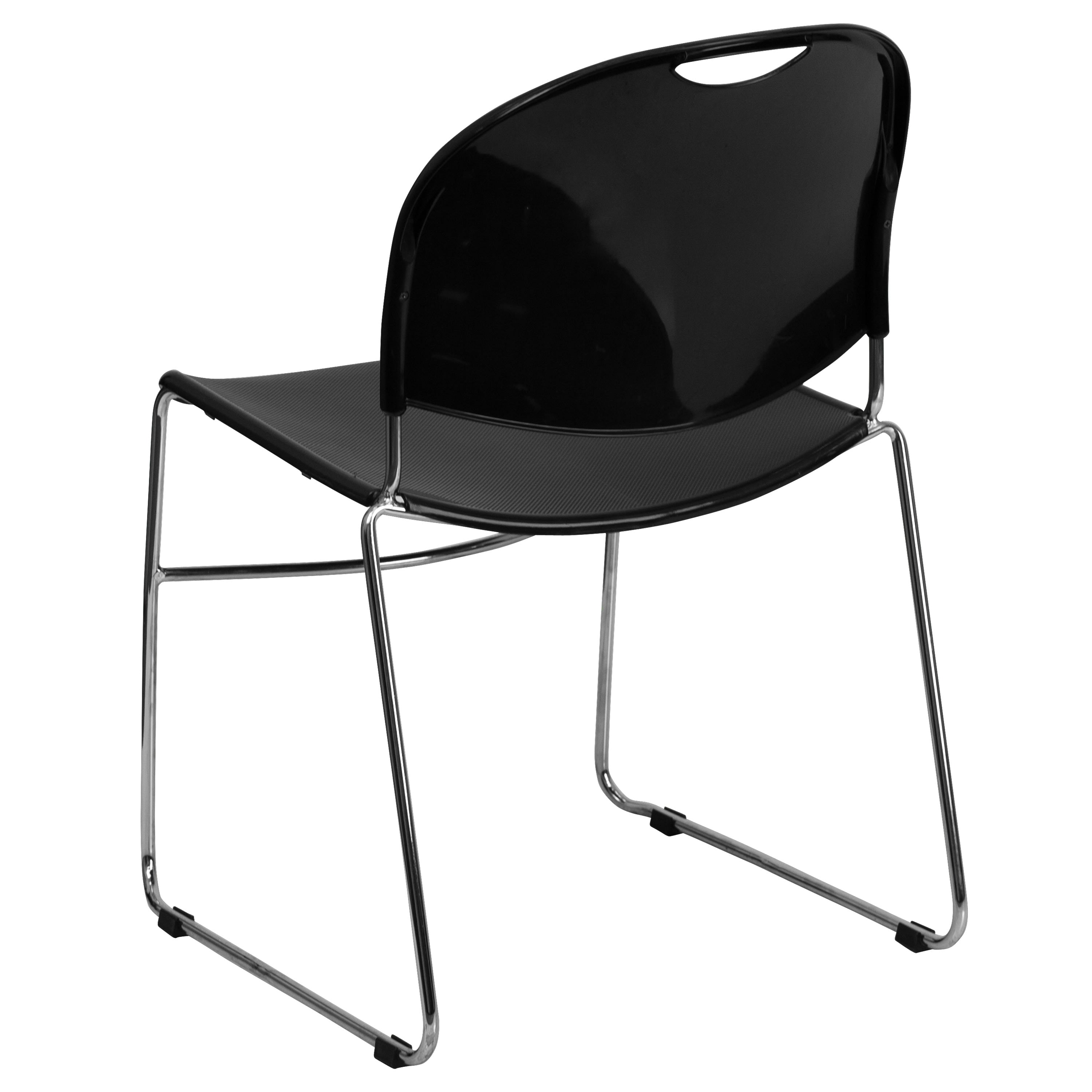Flash Hercules Series 880 lb Capacity Ultra-Compact Stack Chair Metal Frame Black